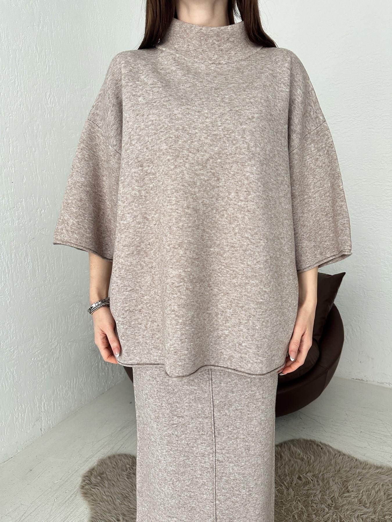 Dik Yaka Oversize Kazak VİZON MELANJ