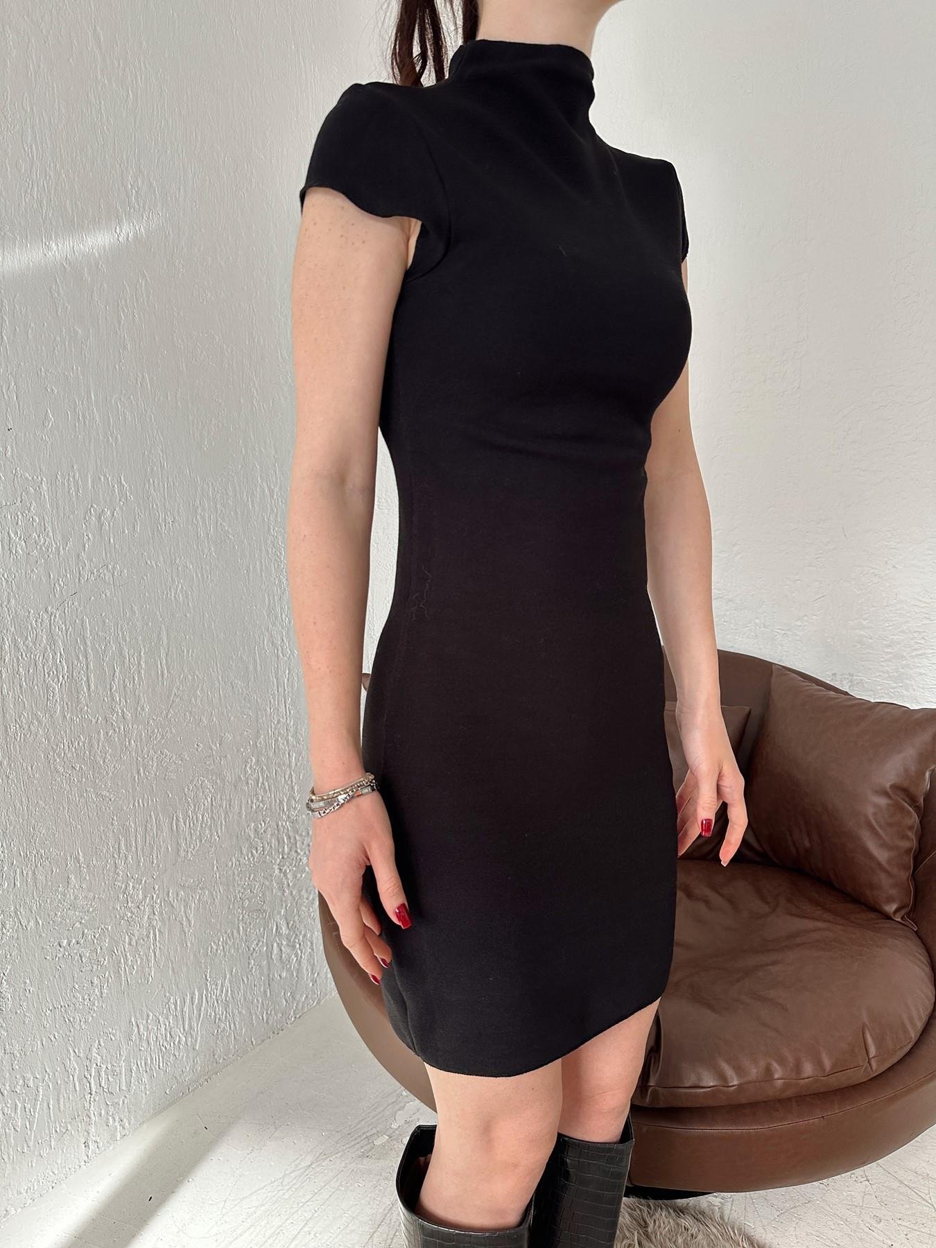 Dik Yaka Streç Mini Elbise SİYAH