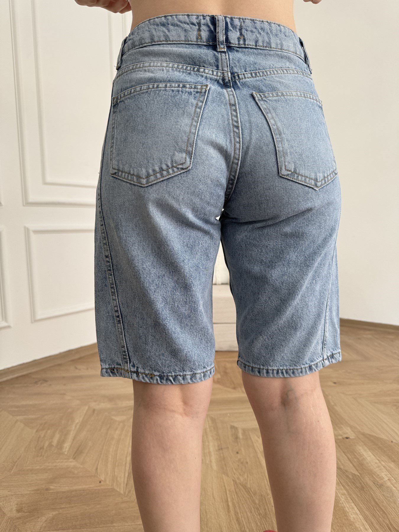 Dikiş Detay Jean Kapri Mavi