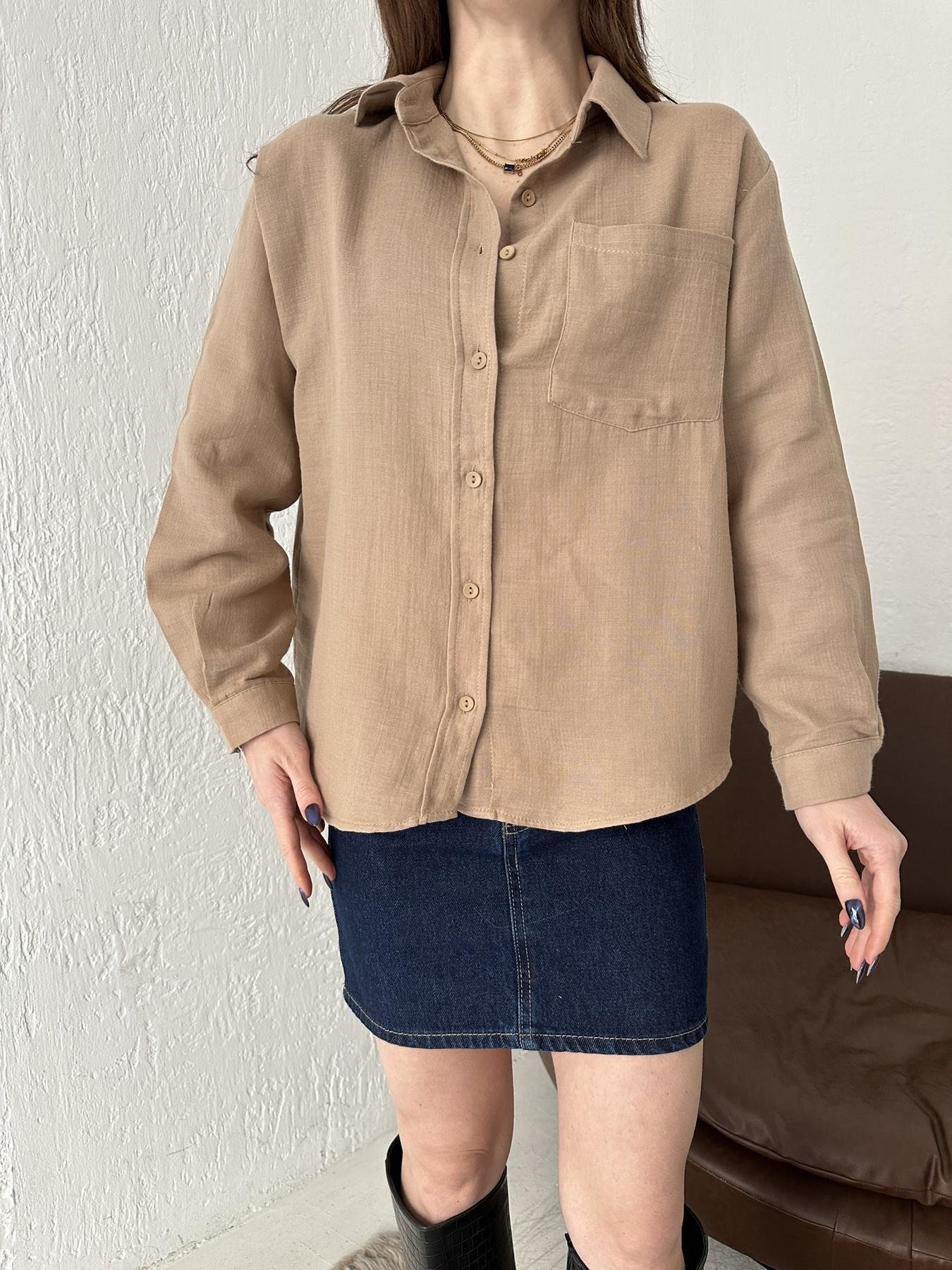 Dokulu Gömlek VİZON