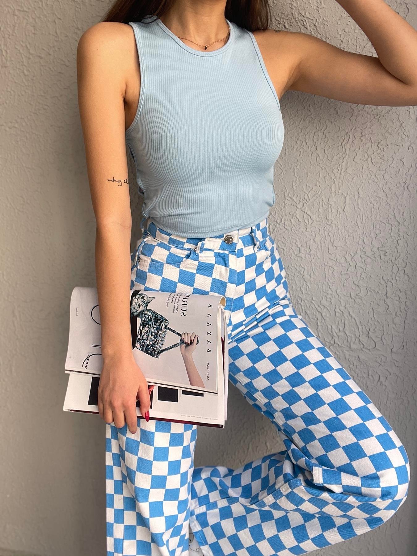 Dökümlü Pantolon MAVİ