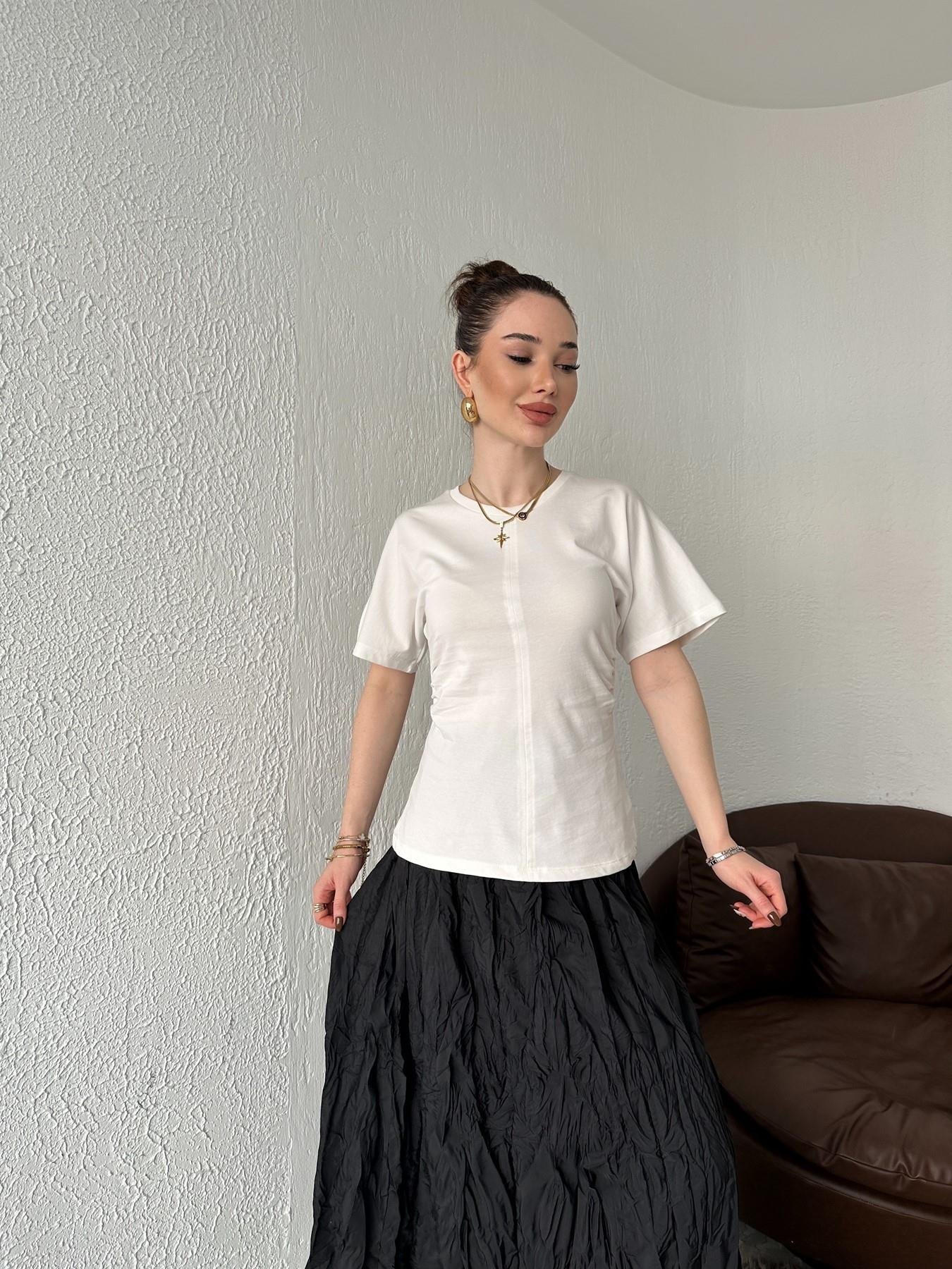 Drape Detay Tişört EKRU