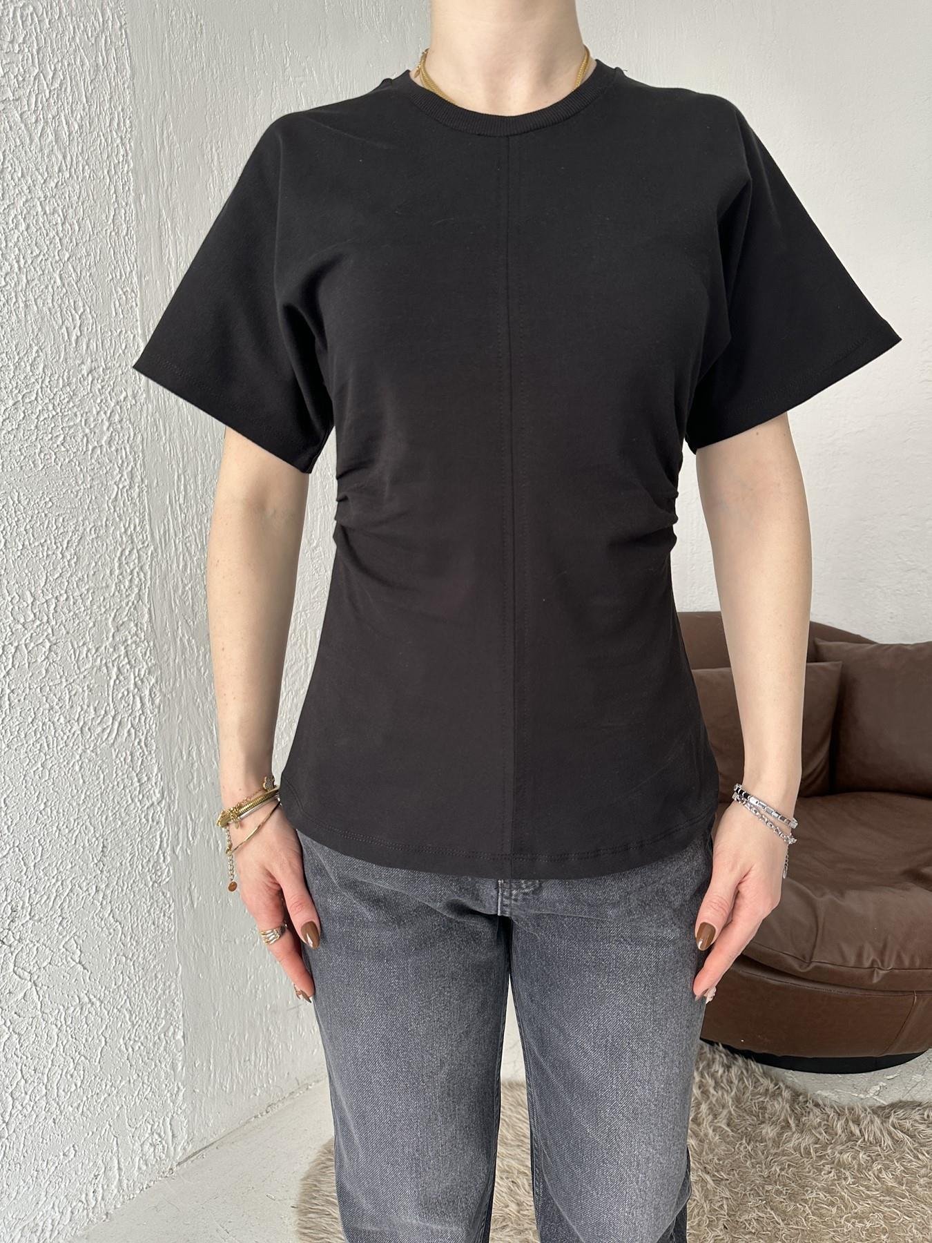 Drape Detay Tişört Siyah