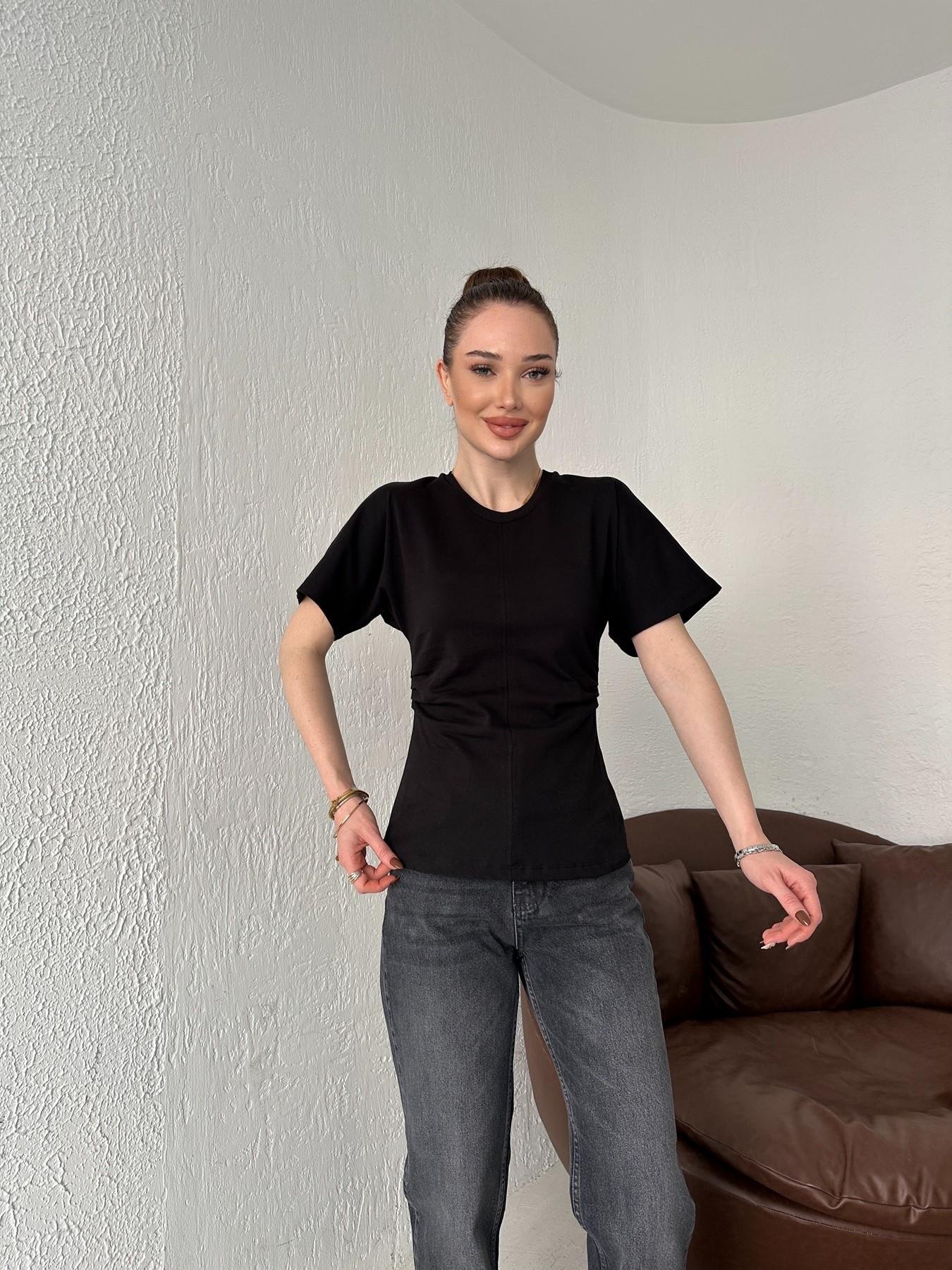 Drape Detay Tişört Siyah