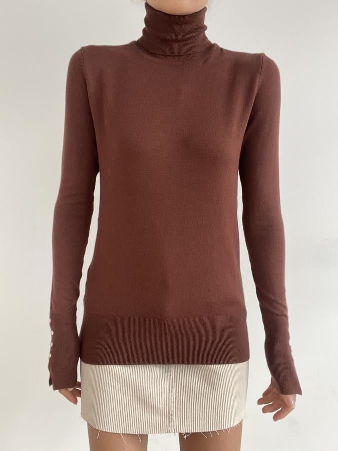 Droplu Balıkçı Kazak KAHVE