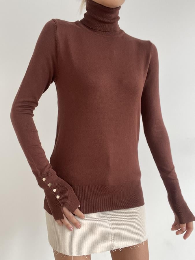 Droplu Balıkçı Kazak KAHVE