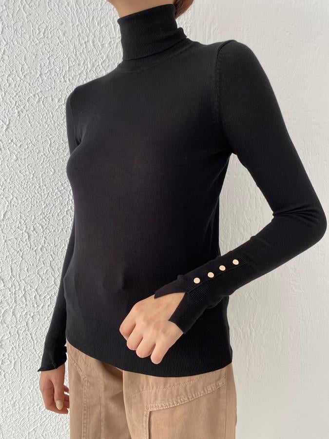 Droplu Balıkçı Kazak SİYAH