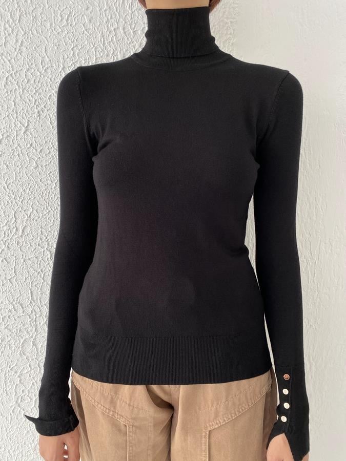 Droplu Balıkçı Kazak SİYAH