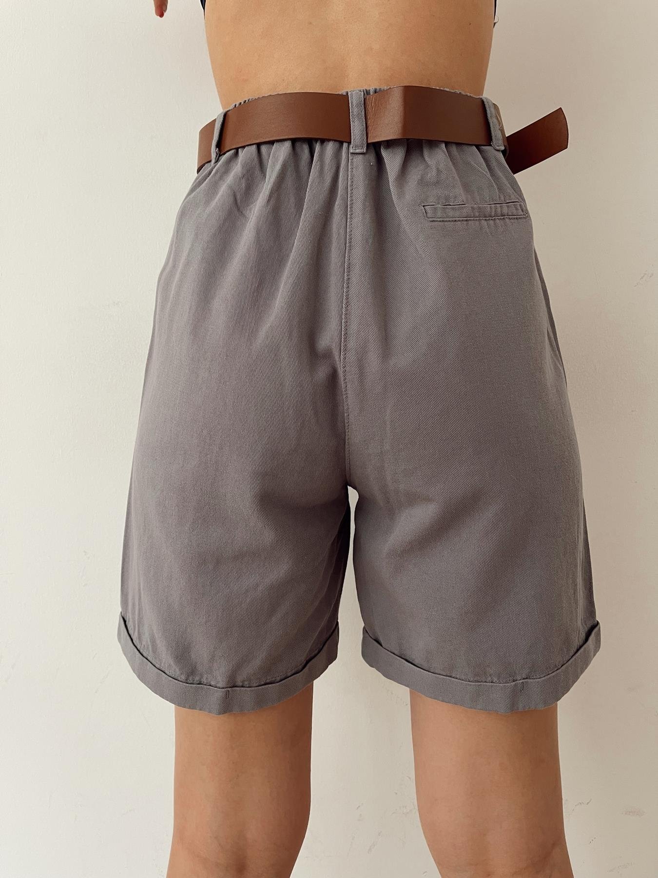 Duble Paça Kemerli Bermuda GRİ