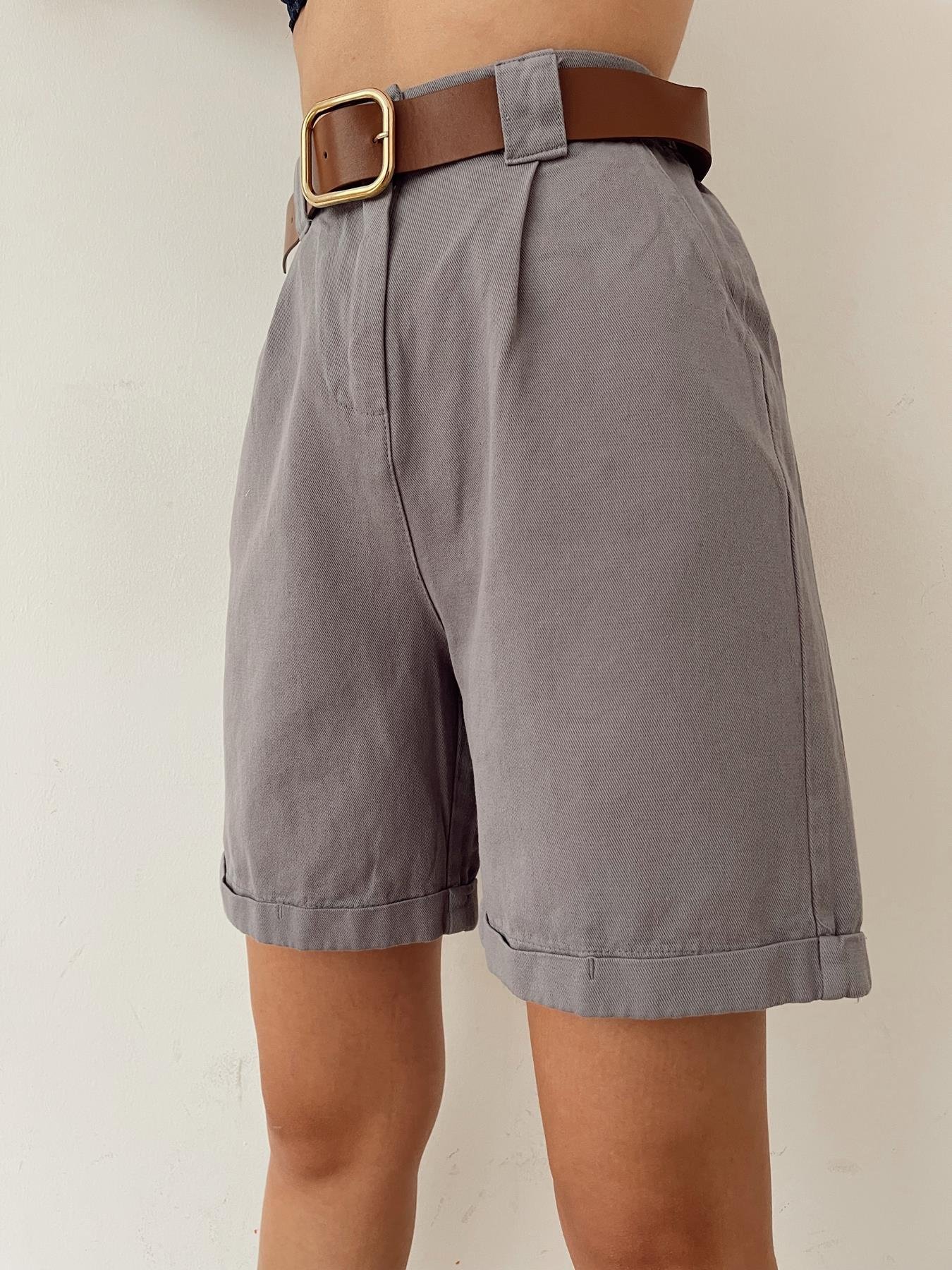 Duble Paça Kemerli Bermuda GRİ