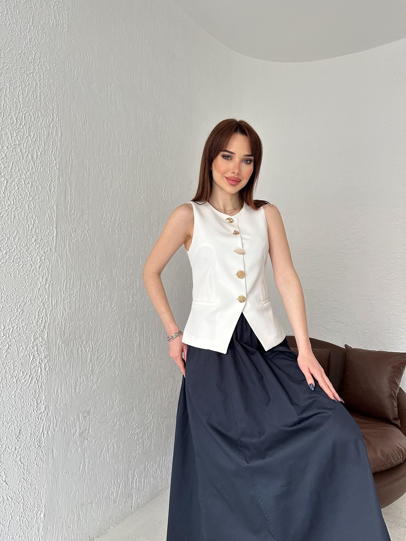 Düğme Detay Yelek BEYAZ