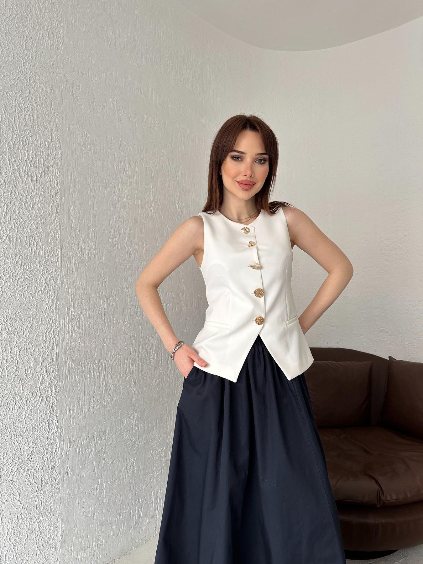 Düğme Detay Yelek BEYAZ