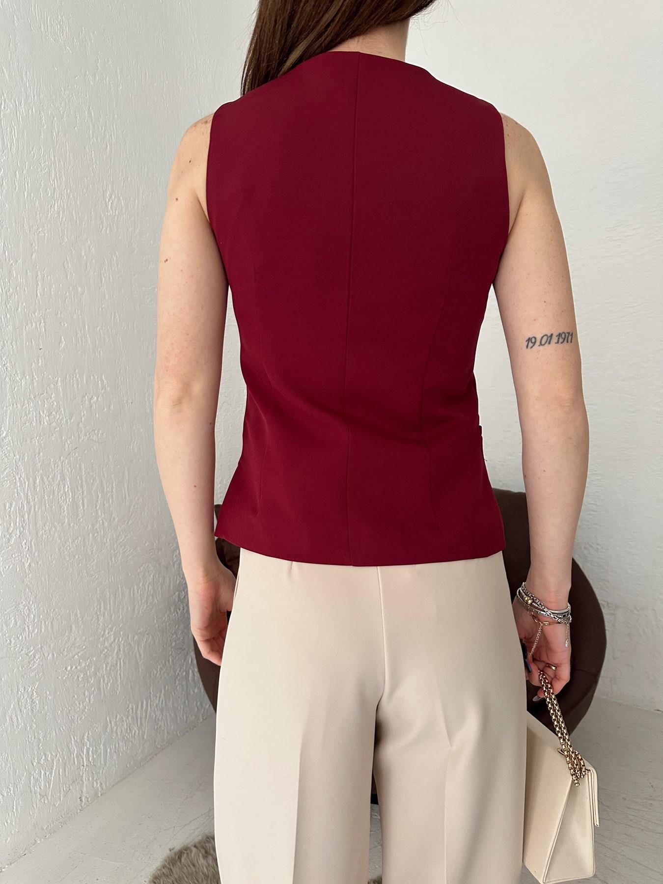 Düğme Detay Yelek BORDO