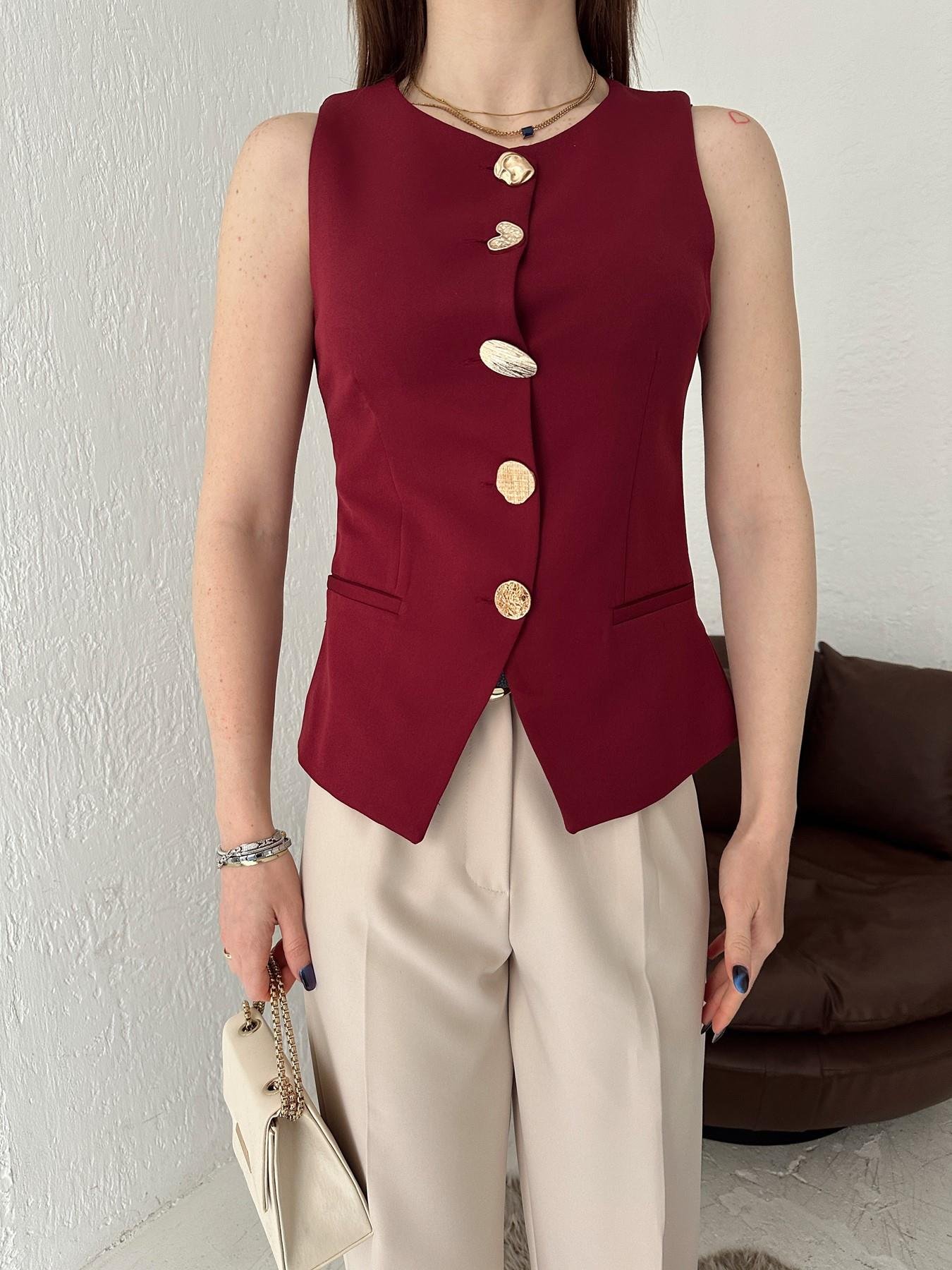 Düğme Detay Yelek BORDO