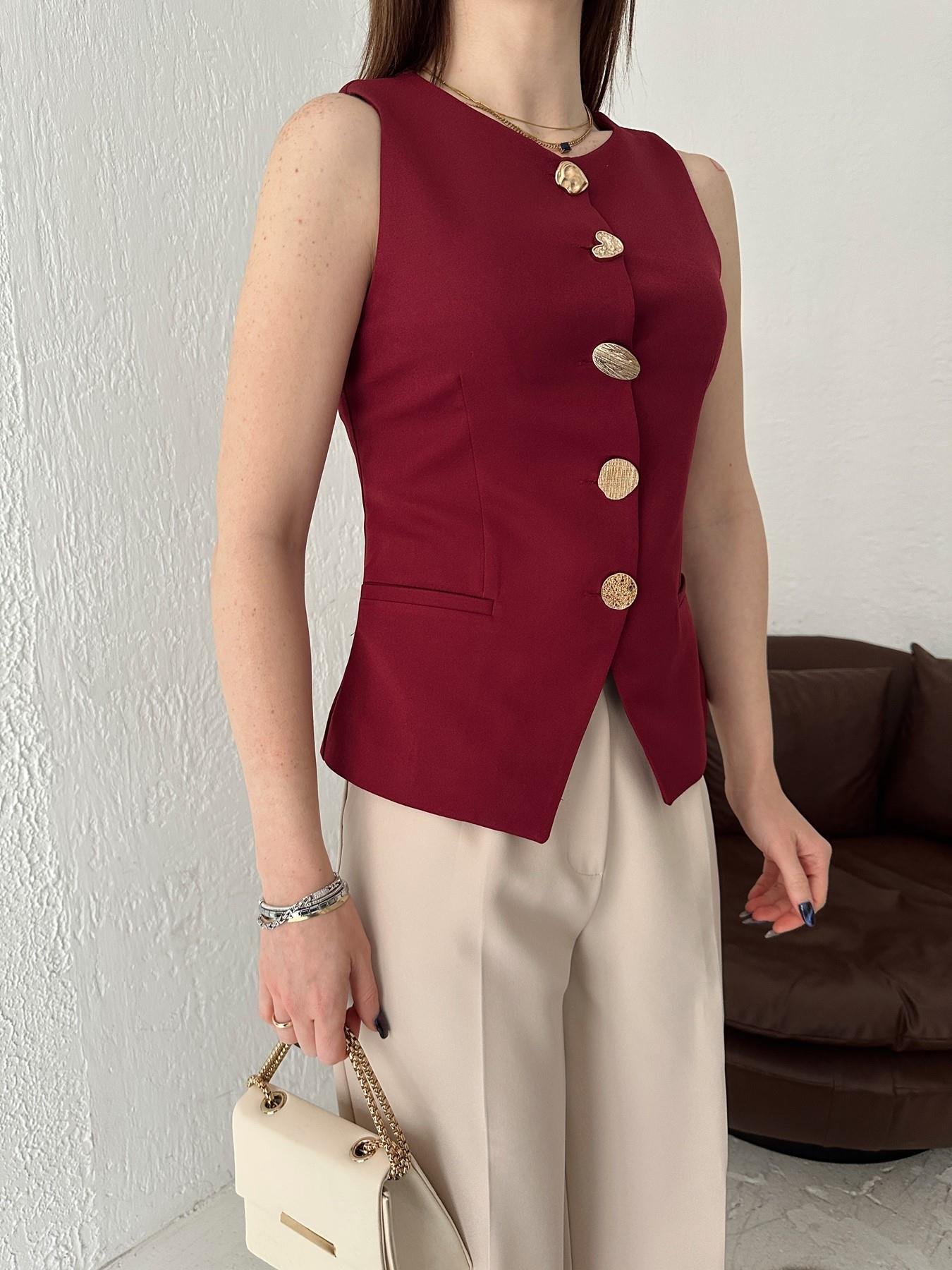 Düğme Detay Yelek BORDO