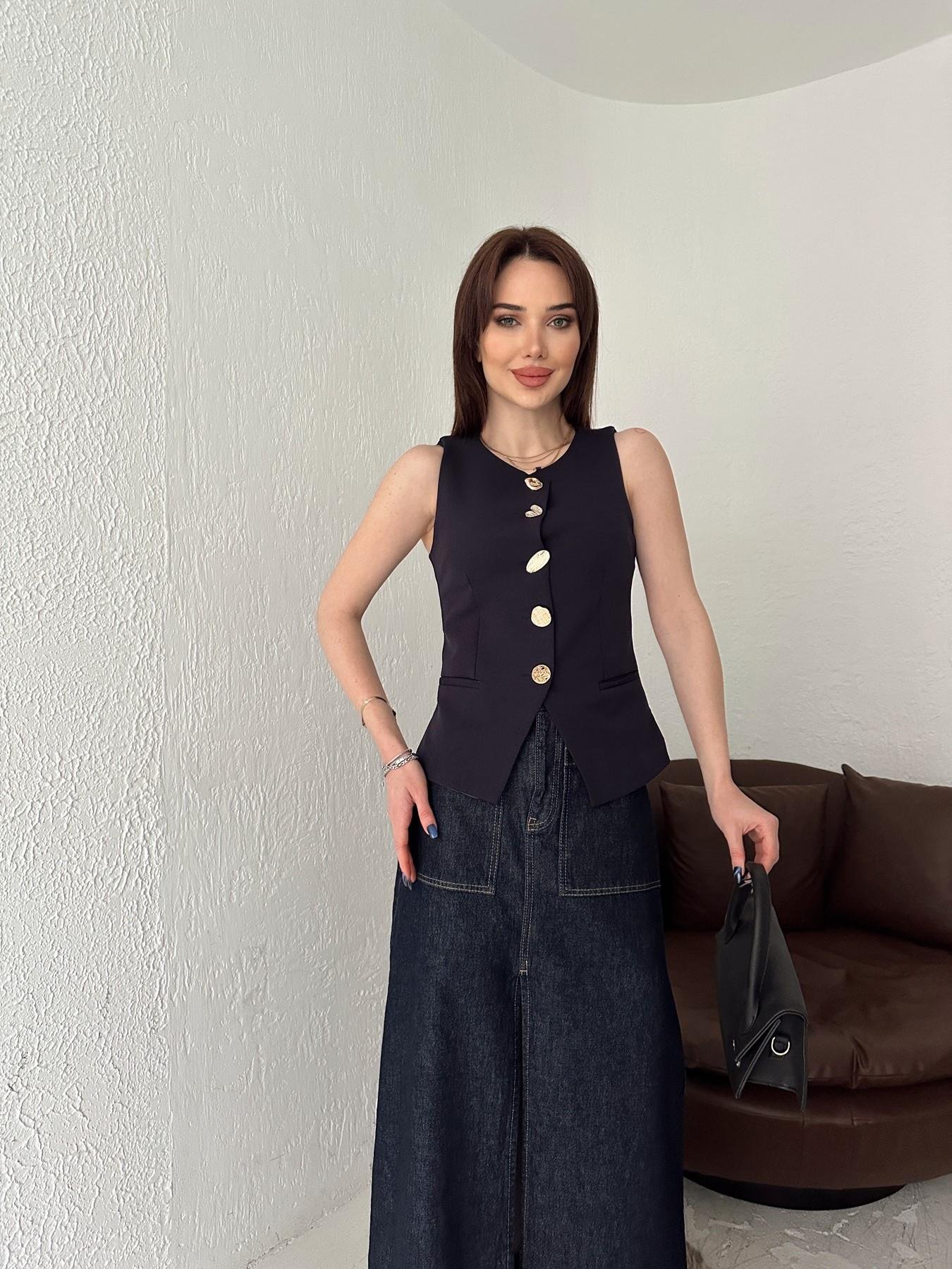 Düğme Detay Yelek LACİVERT