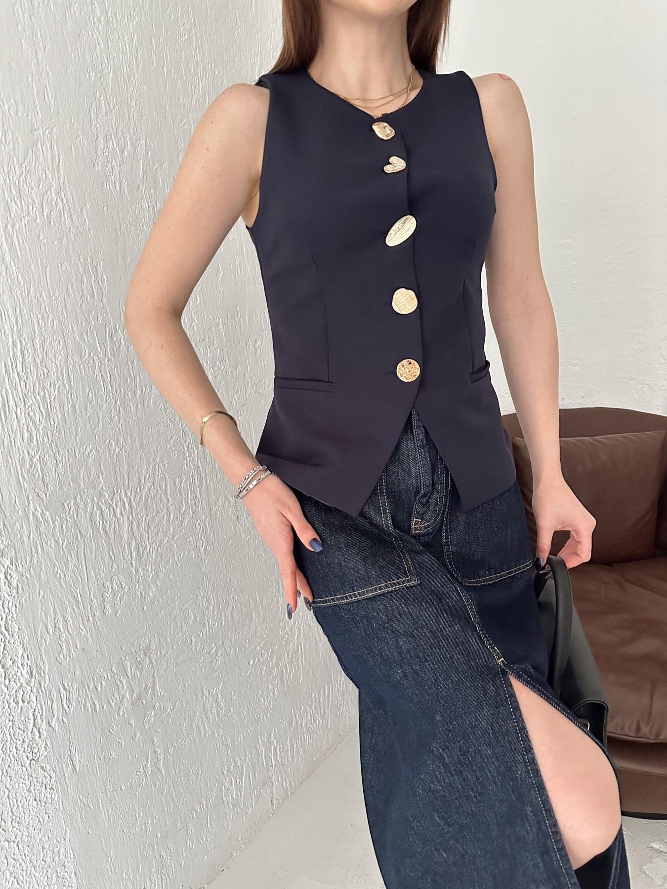 Düğme Detay Yelek LACİVERT