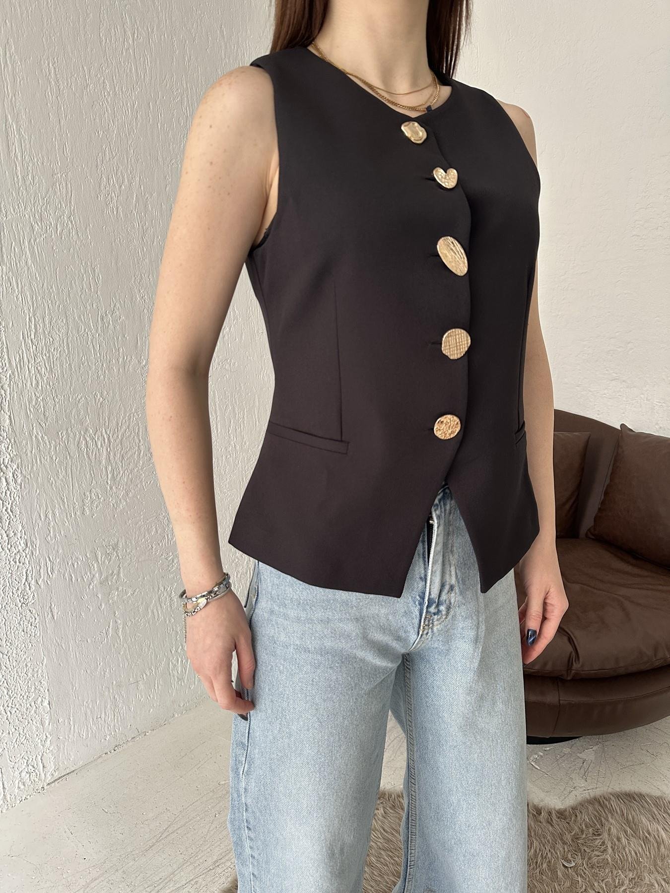 Düğme Detay Yelek SİYAH