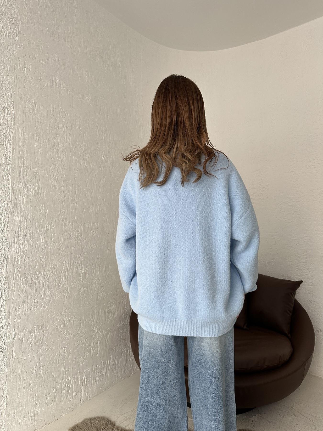 Düğme Detay Yumoş Hırka MAVİ