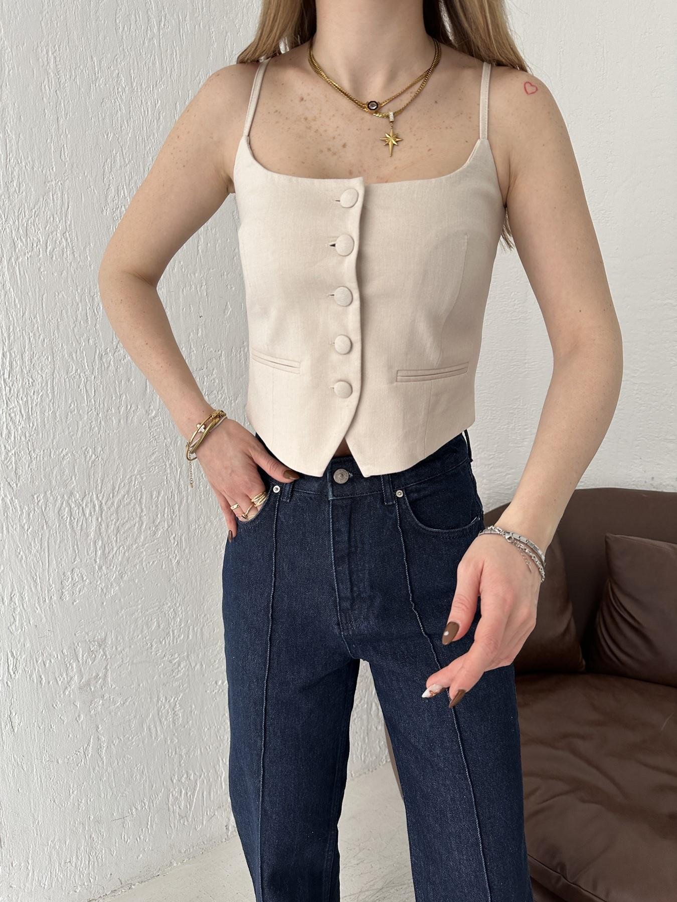 Düğmeli Askılı Crop Taş