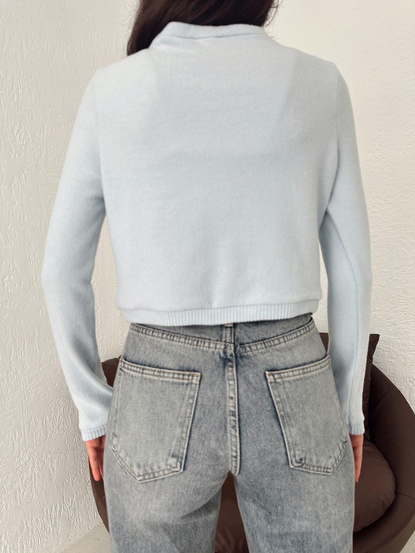 Düğmeli Crop Hırka BEBE MAVİ