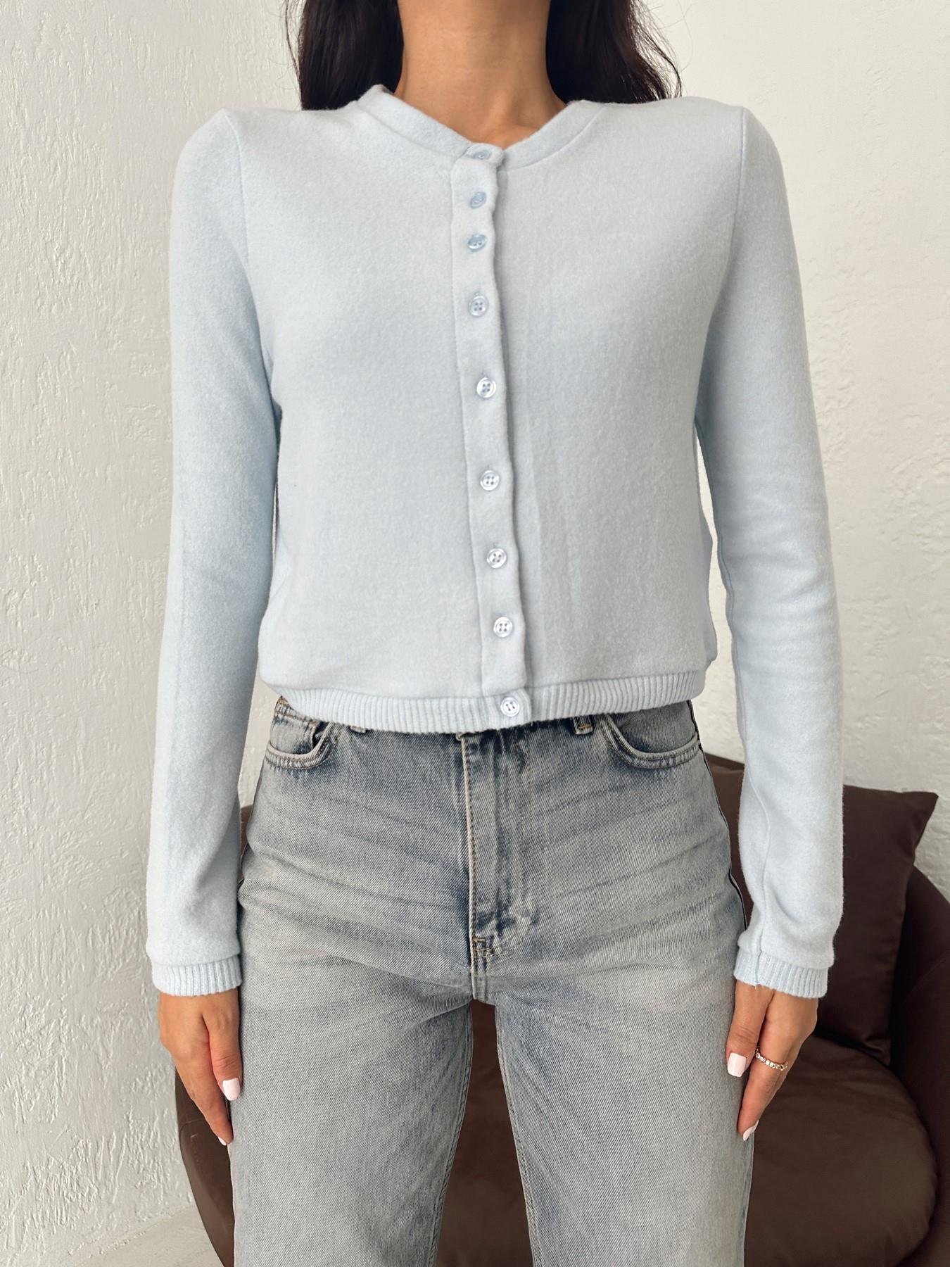 Düğmeli Crop Hırka BEBE MAVİ