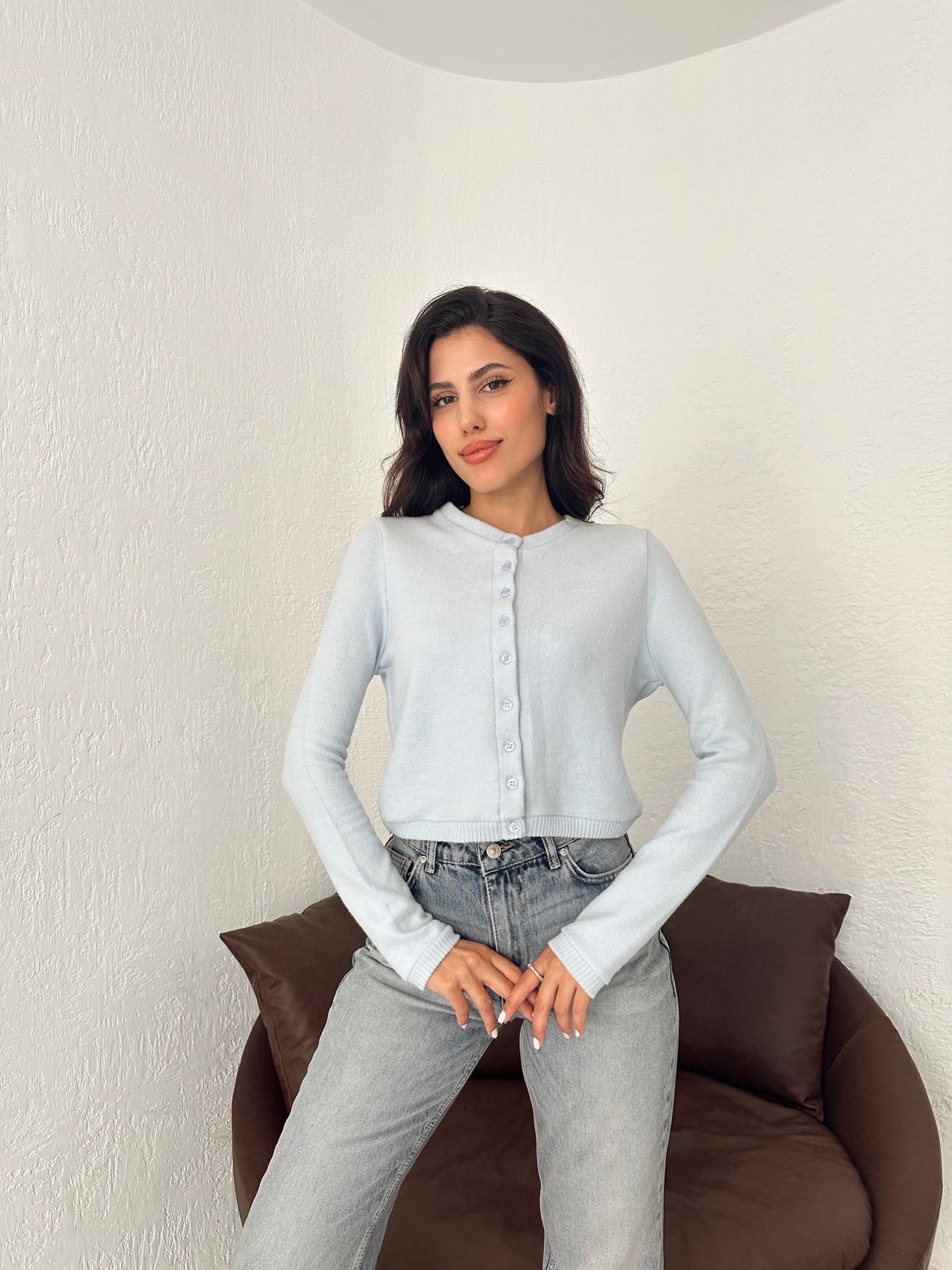 Düğmeli Crop Hırka BEBE MAVİ