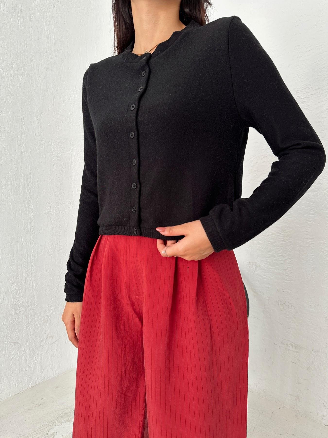 Düğmeli Crop Hırka SİYAH