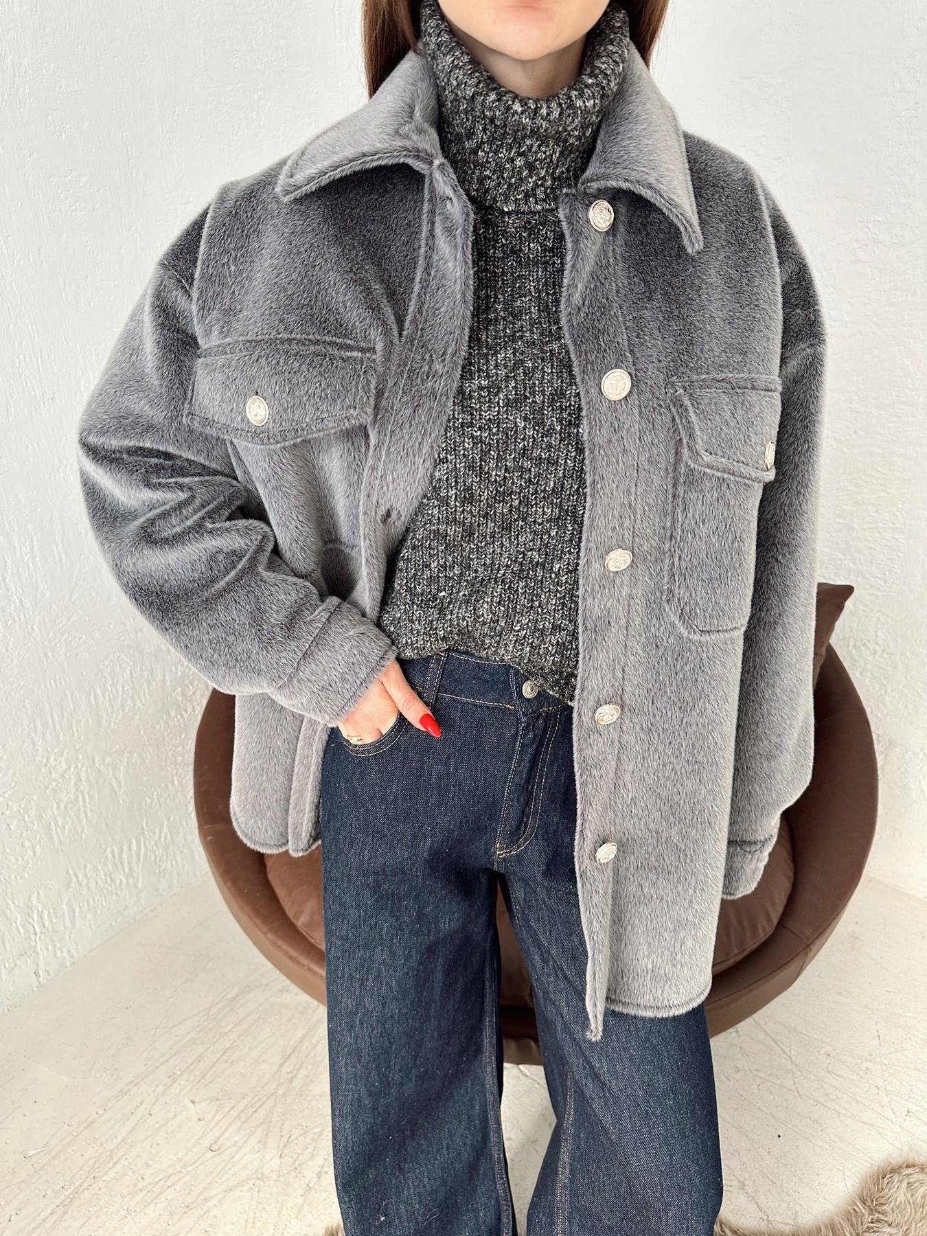 Düğmeli Kaşe Kürk Gömlek Ceket ANTRASİT