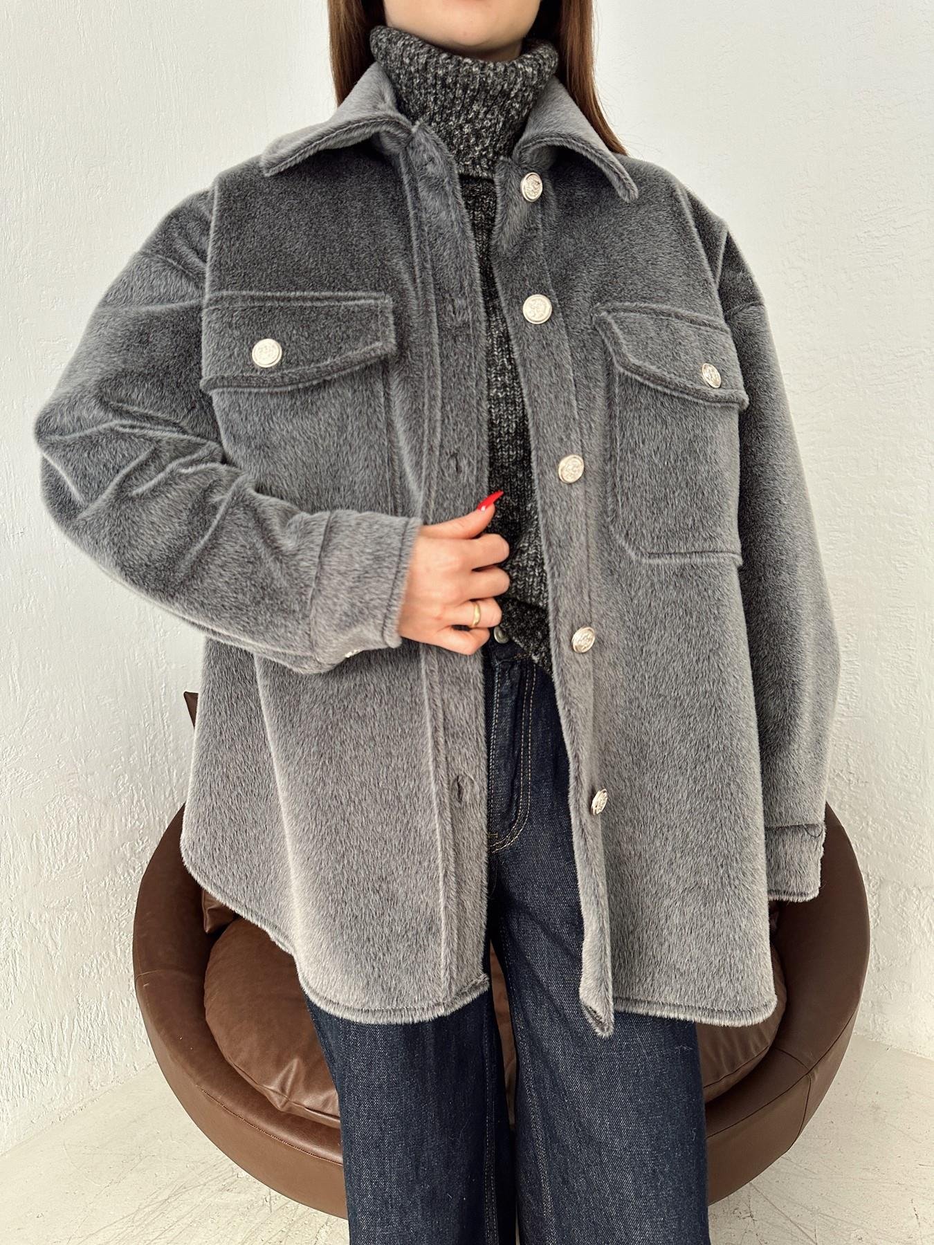 Düğmeli Kaşe Kürk Gömlek Ceket ANTRASİT