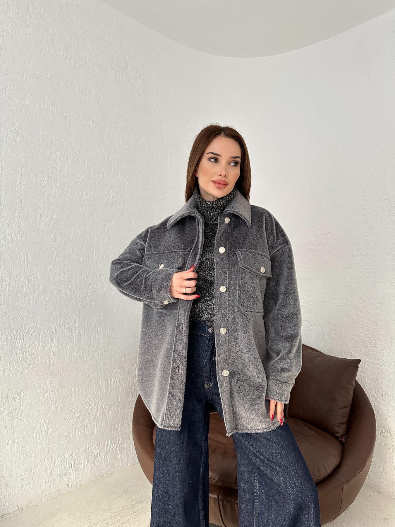 Düğmeli Kaşe Kürk Gömlek Ceket ANTRASİT