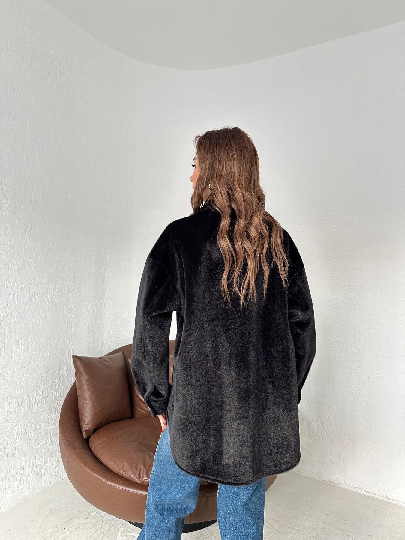Düğmeli Kaşe Kürk Gömlek Ceket SİYAH