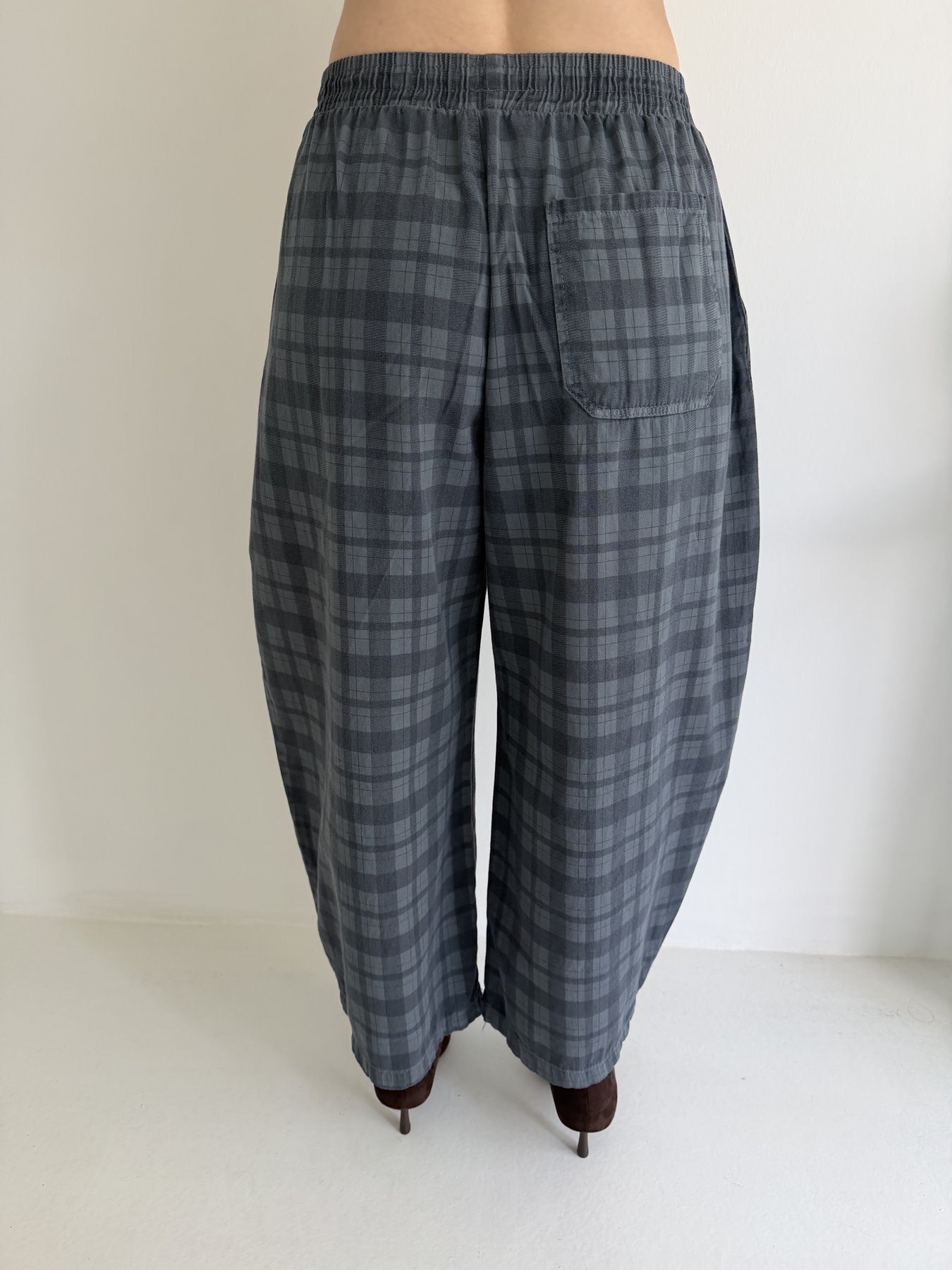 Ekose Desen Balon Pantolon Petrol