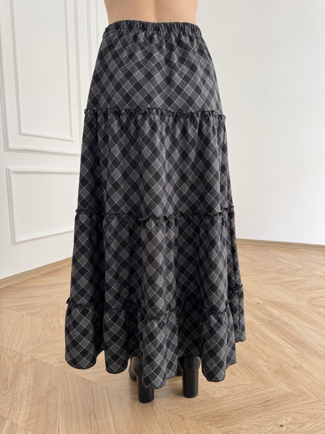 Ekose Desenli Asimetrik Etek Gri-siyah