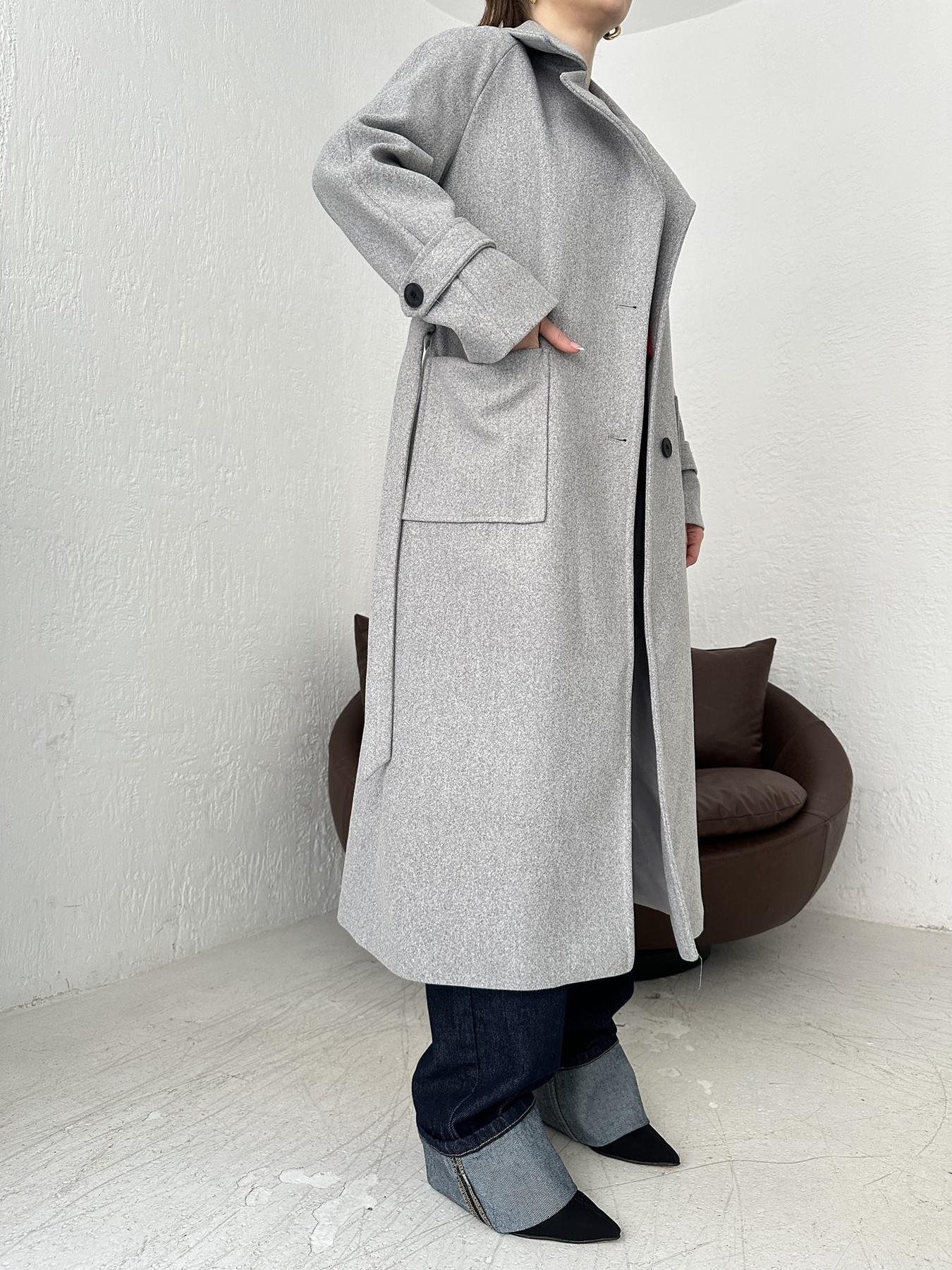 Erkek Yaka Kuşaklı Kaşe Kaban GRİ