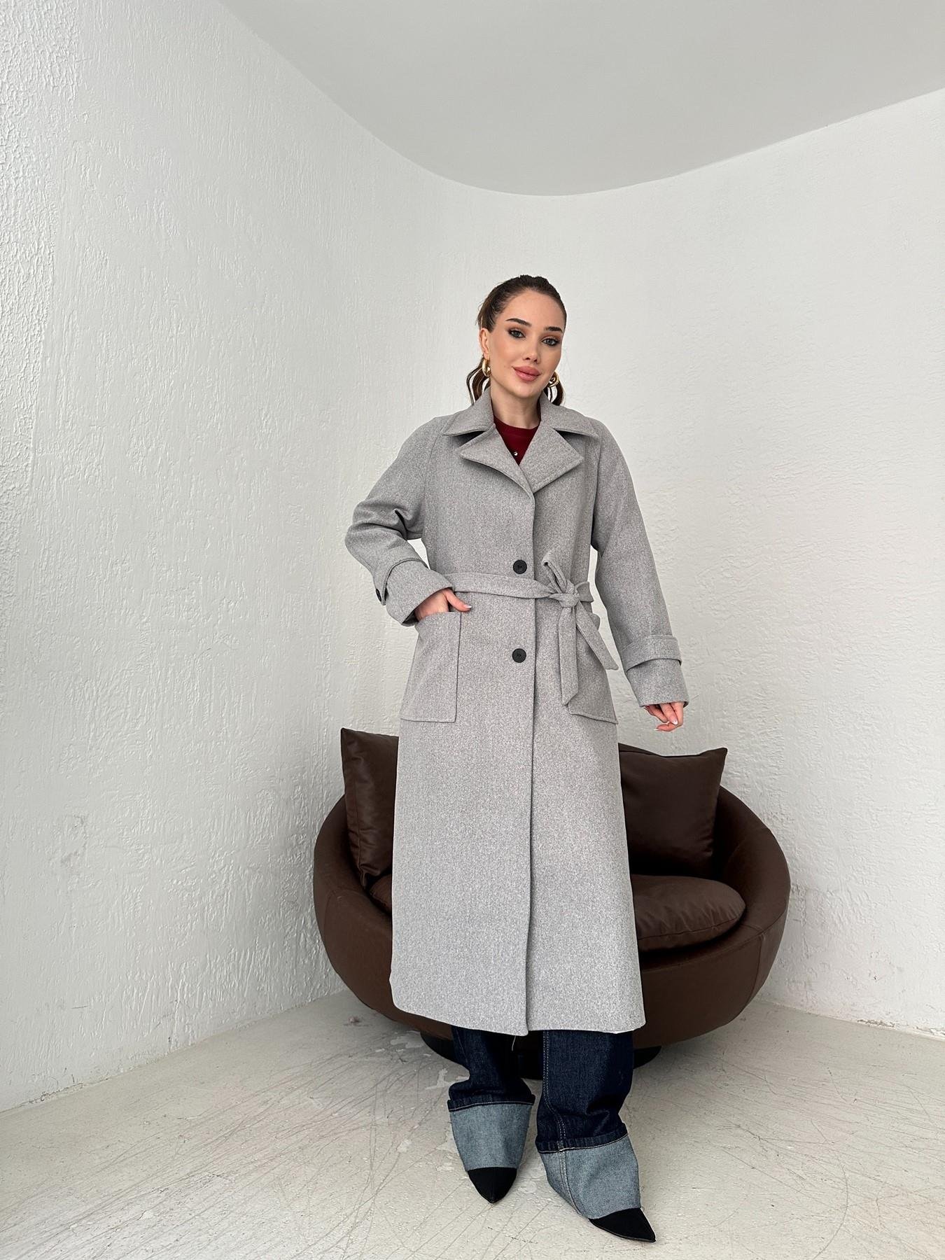 Erkek Yaka Kuşaklı Kaşe Kaban GRİ