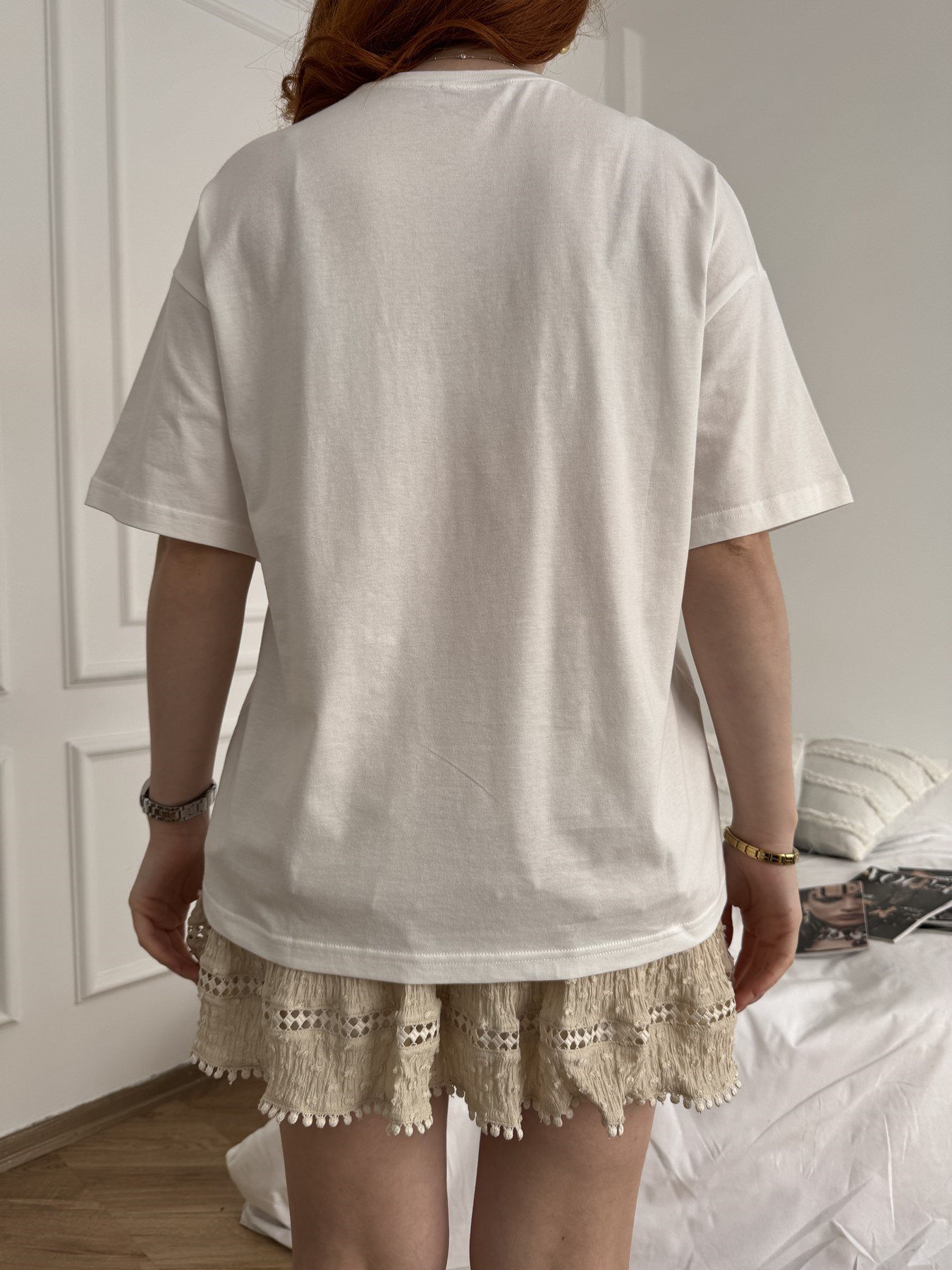 Estate Italiana Nakışlı T-shirt Ekru