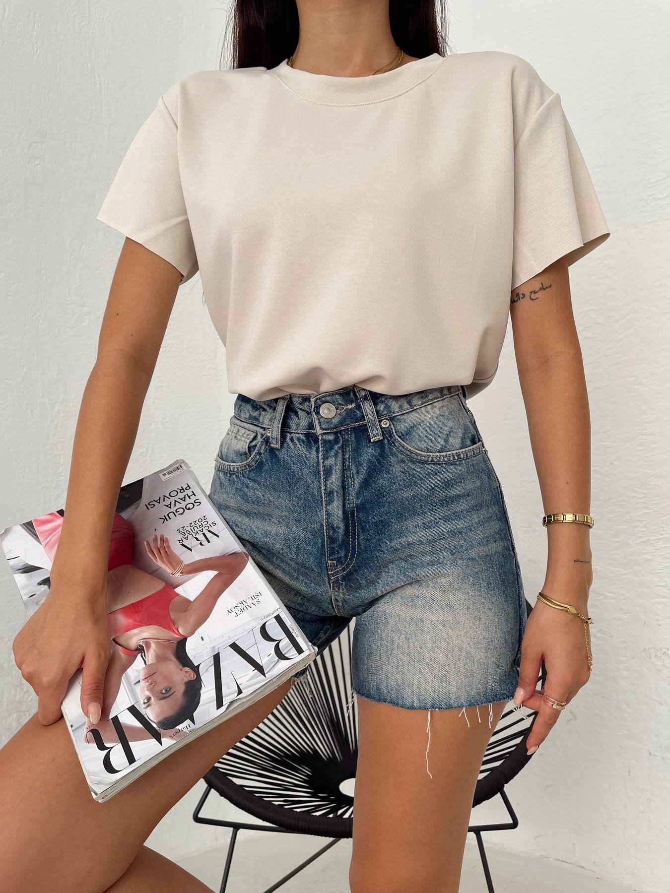 Eteği Oval Modal Tişört TAŞ