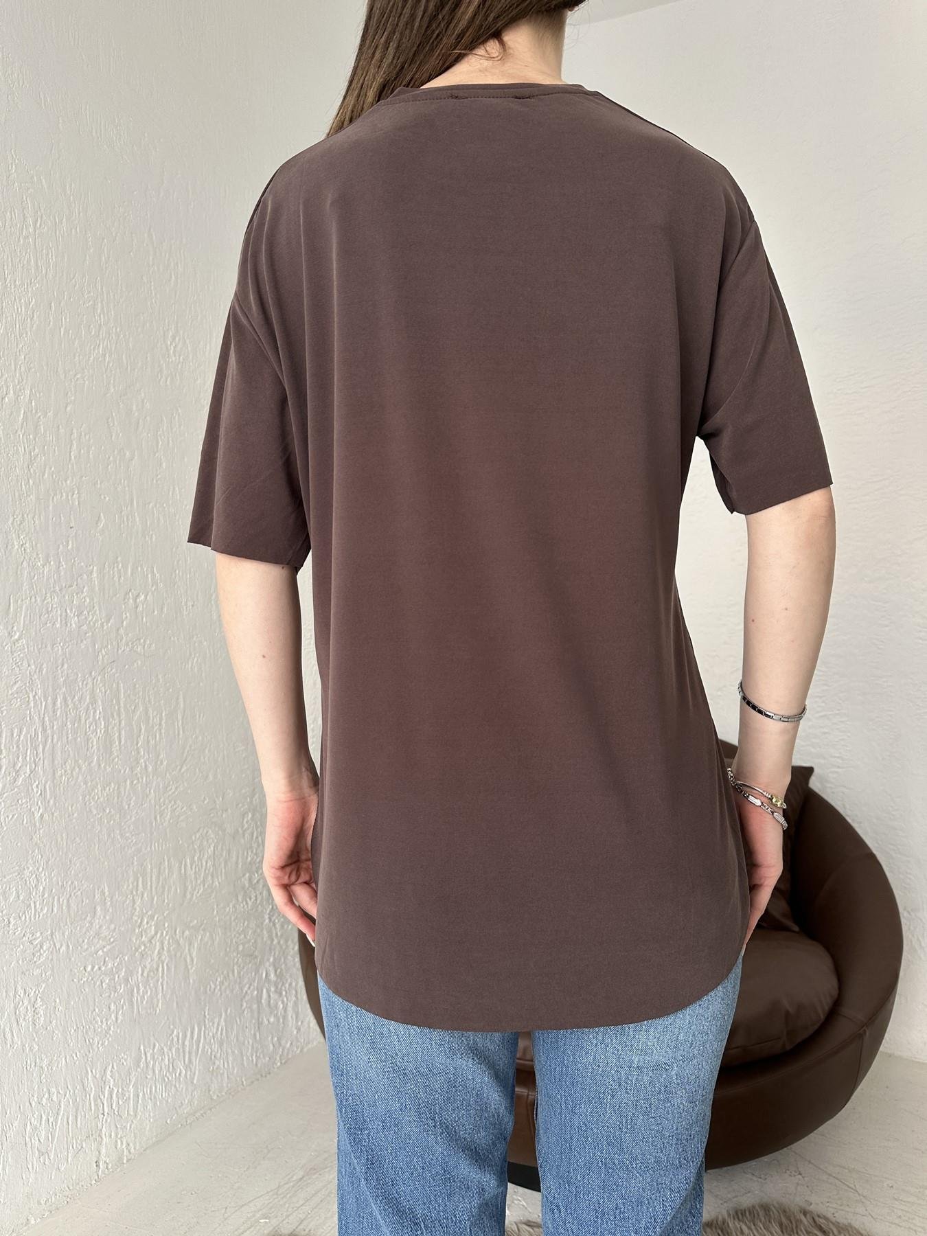 Eteği Oval Oversize Tişört ACI KAHVE