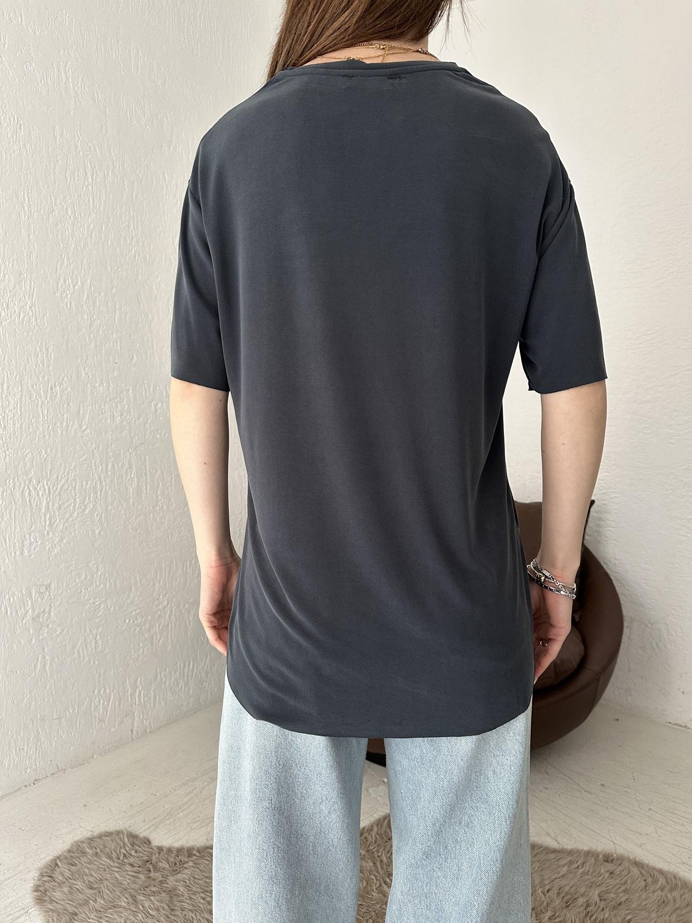 Eteği Oval Oversize Tişört ANTRASİT