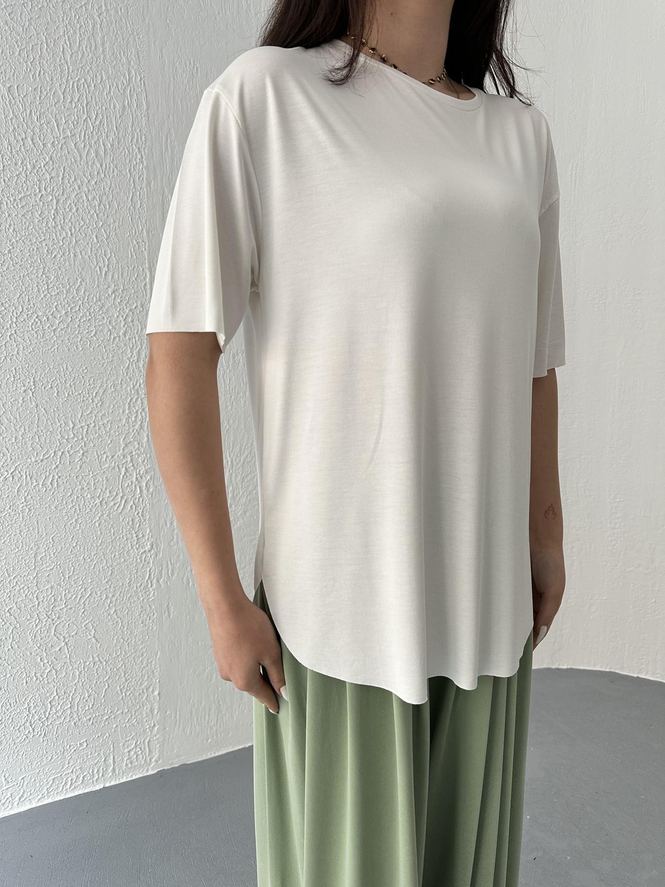 Eteği Oval Oversize Tişört Ekru