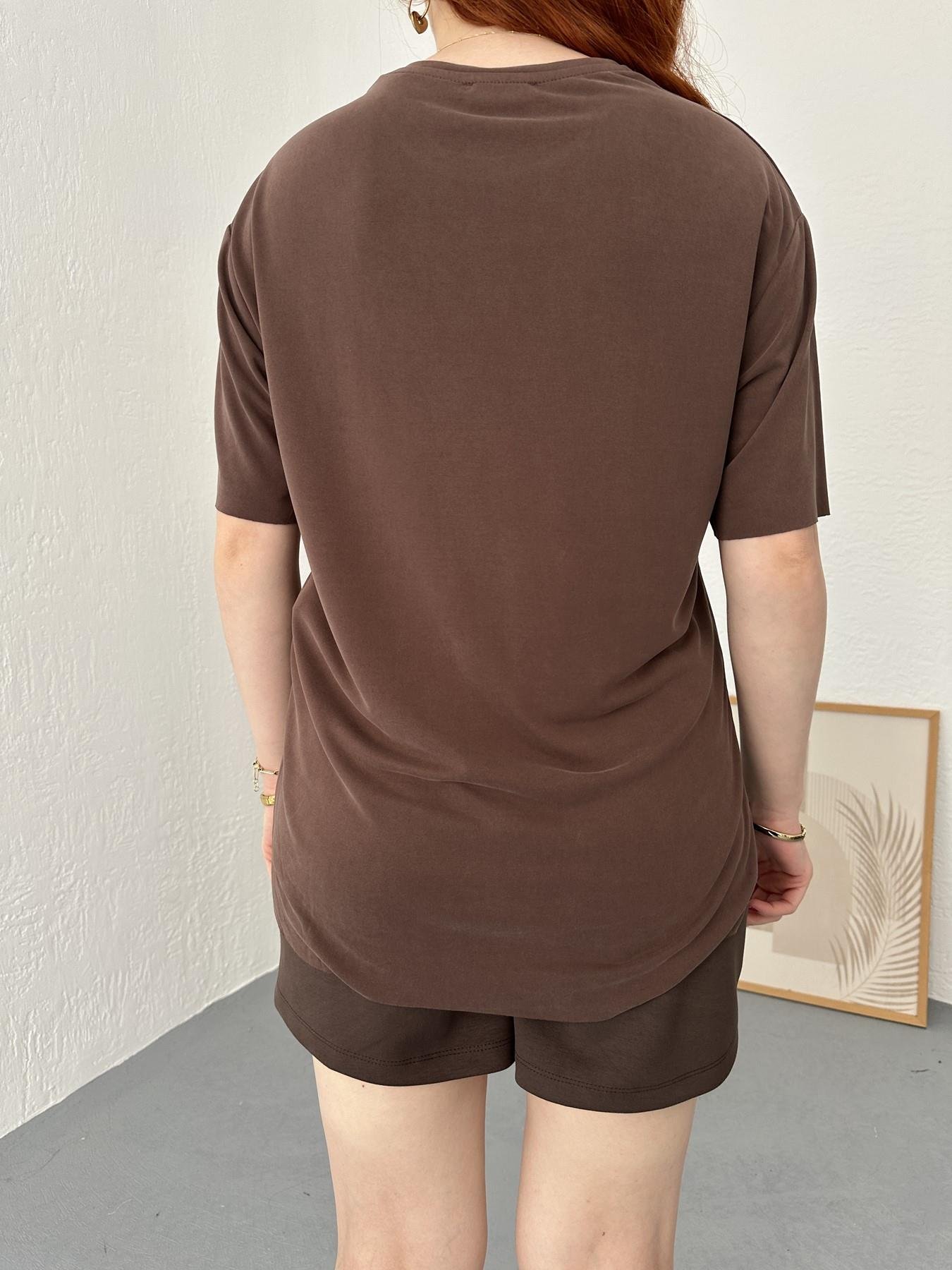 Eteği Oval Oversize Tişört Kahve