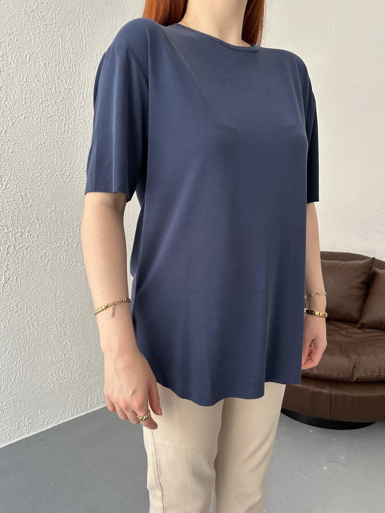 Eteği Oval Oversize Tişört Lacivert