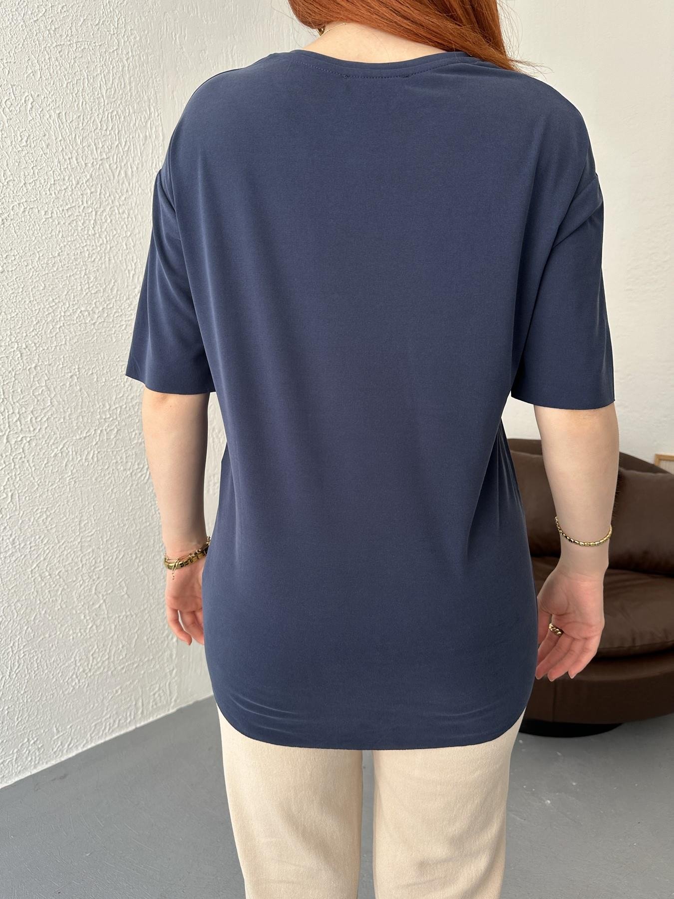 Eteği Oval Oversize Tişört Lacivert