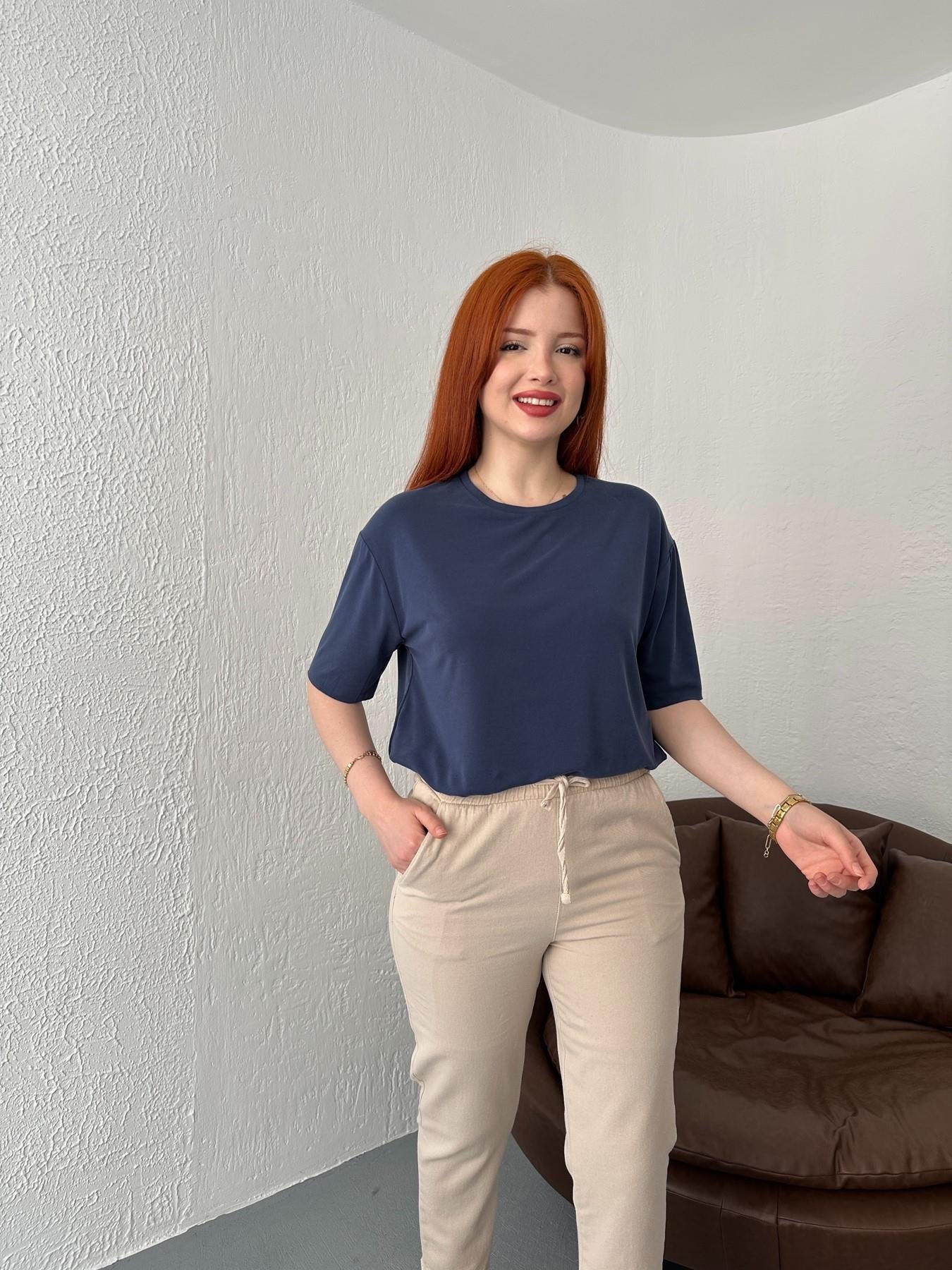 Eteği Oval Oversize Tişört Lacivert