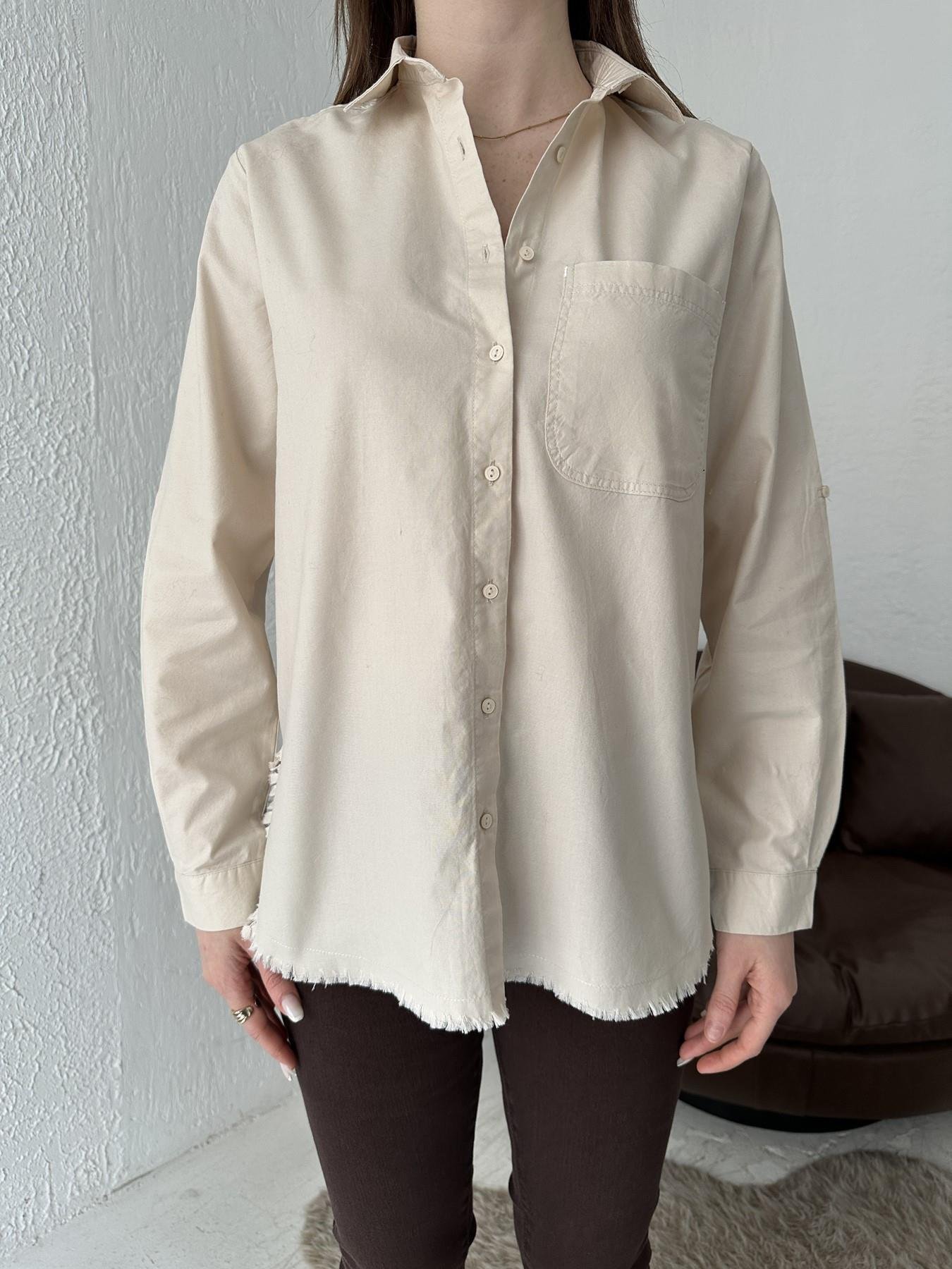 Eteği Püsküllü Gömlek BEJ