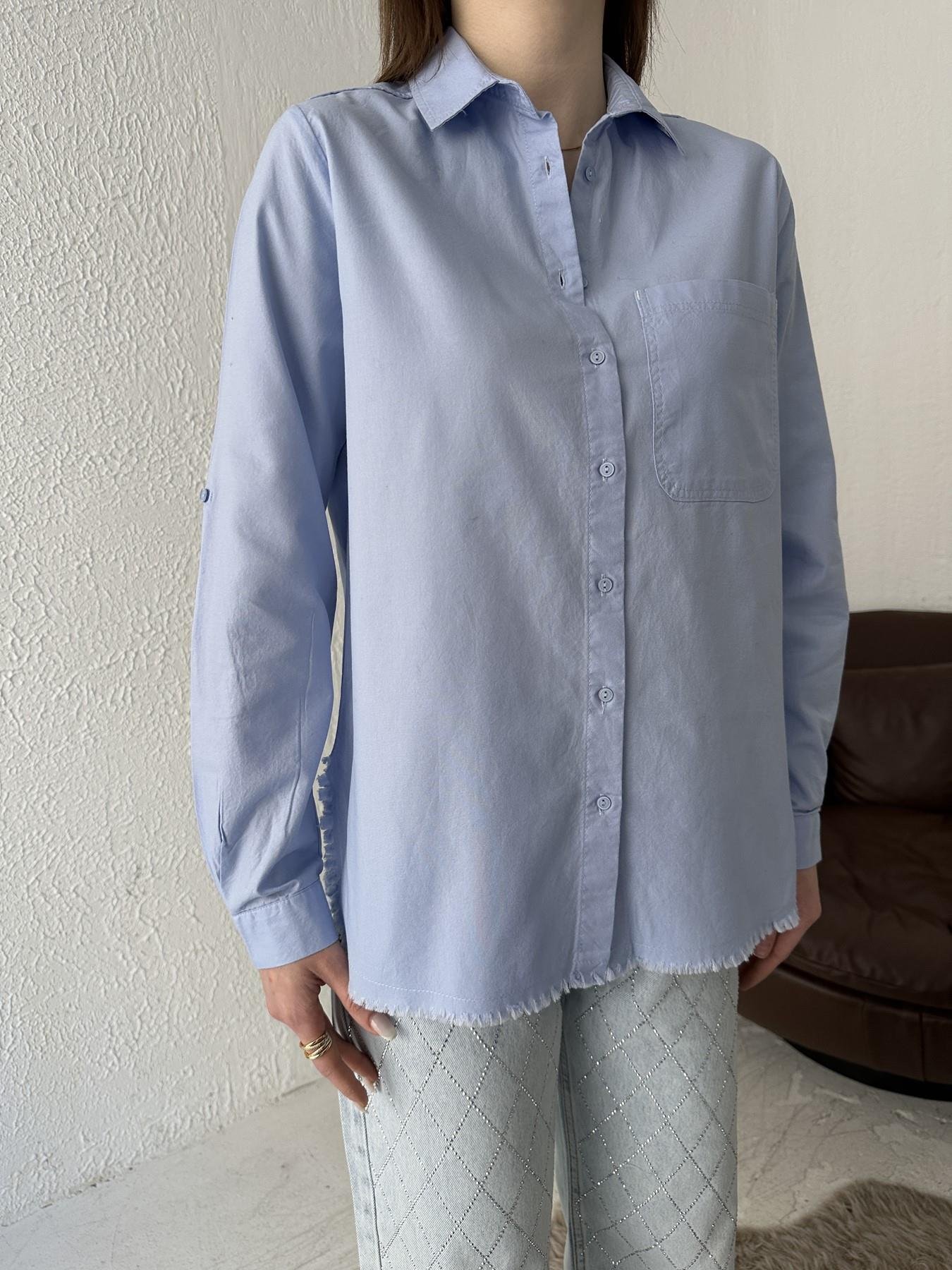 Eteği Püsküllü Gömlek MAVİ