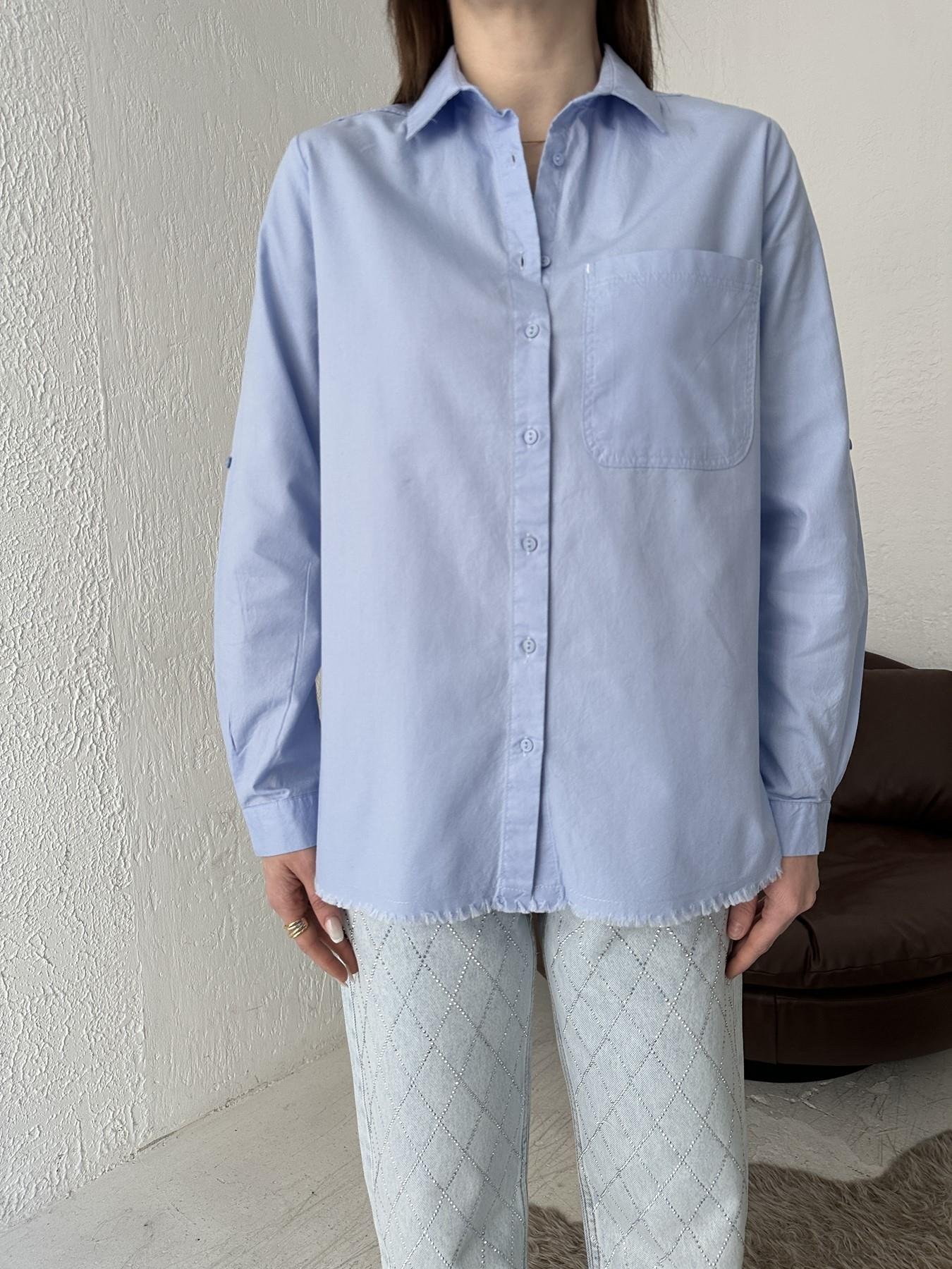 Eteği Püsküllü Gömlek MAVİ