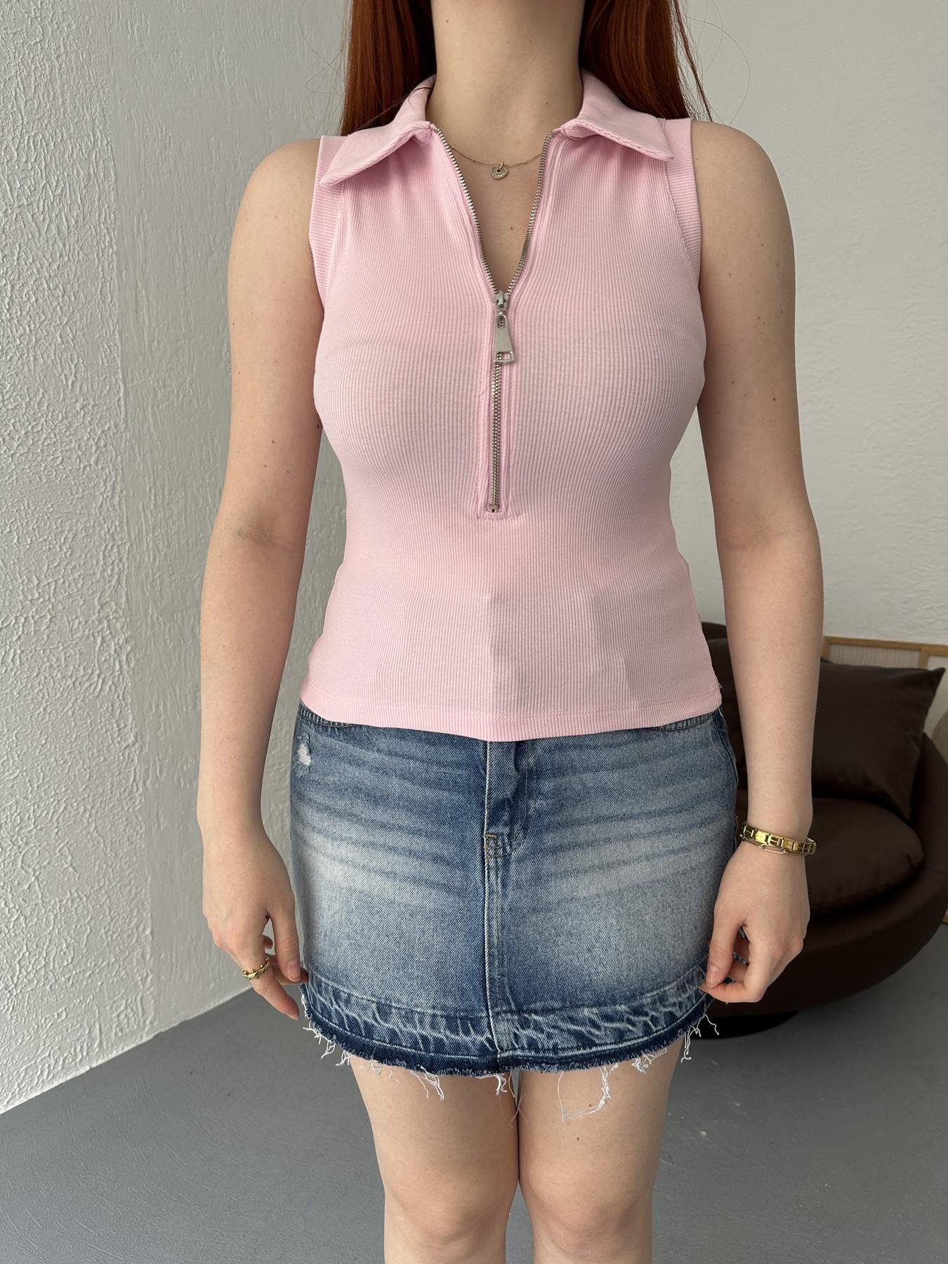 Fermuarlı Kolsuz Body Pembe