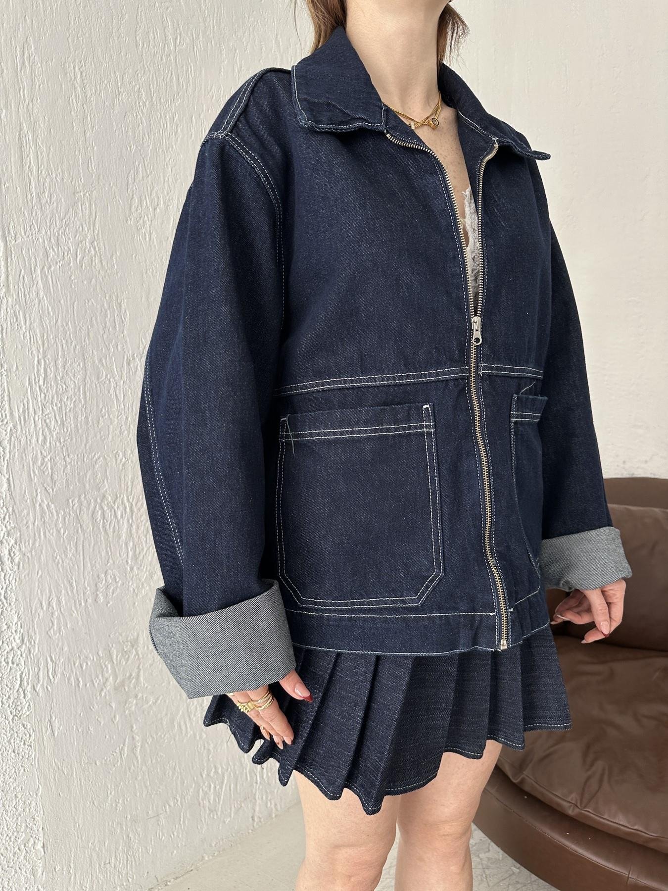 Fermuarlı Oversize Mont Lacivert